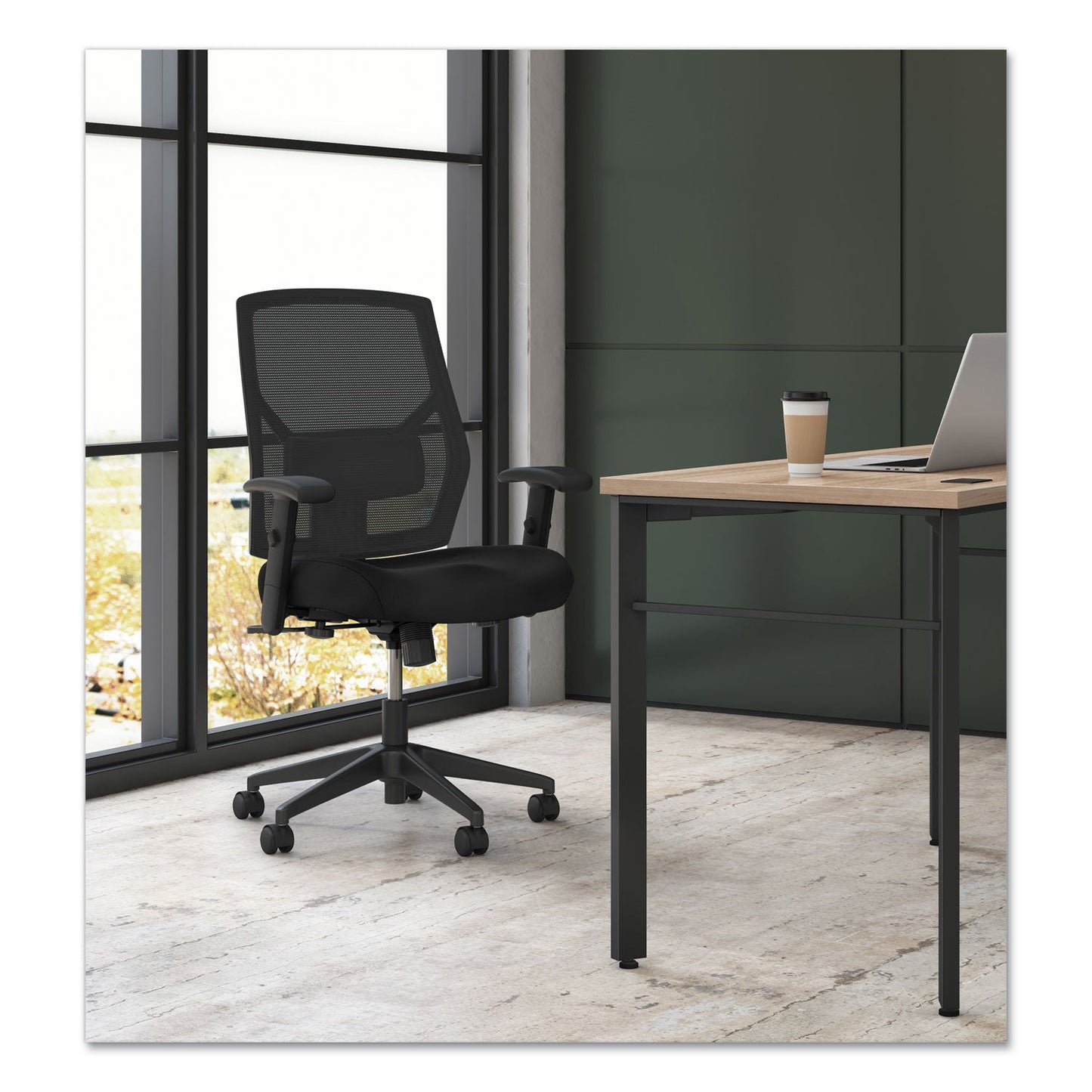 HON VL581 High-Back Task Chair, Supports Up to 250 lb, 18" to 22" Seat Height, Black