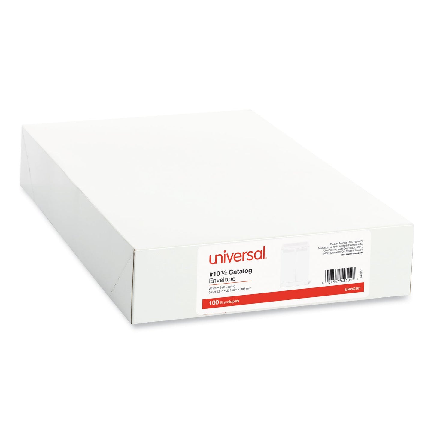 Universal Self-Stick Open End Catalog Envelope, #10 1/2, Square Flap, Self-Adhesive Closure, 9 x 12, White, 100/Box