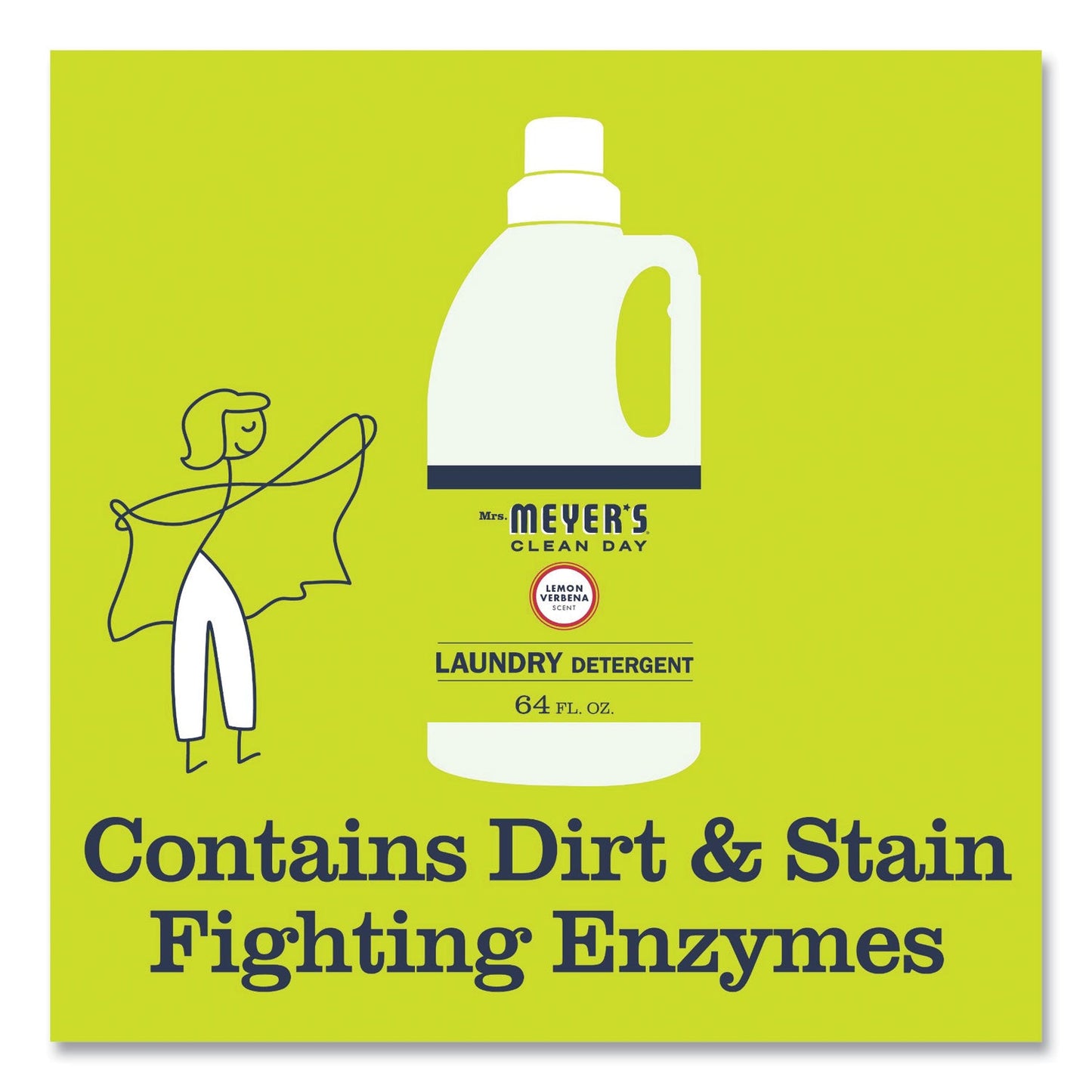 Mrs. Meyer's Liquid Laundry Detergent, Lemon Verbena Scent, 64 oz Bottle, 6/Carton