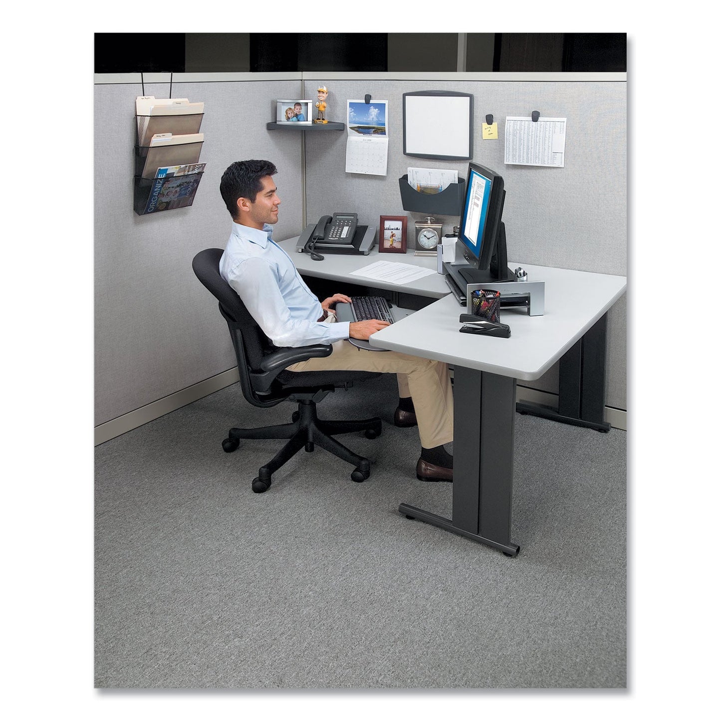 Fellowes Partition Additions Clips, 40 Sheet Capacity, Dark Graphite, 4/Pack