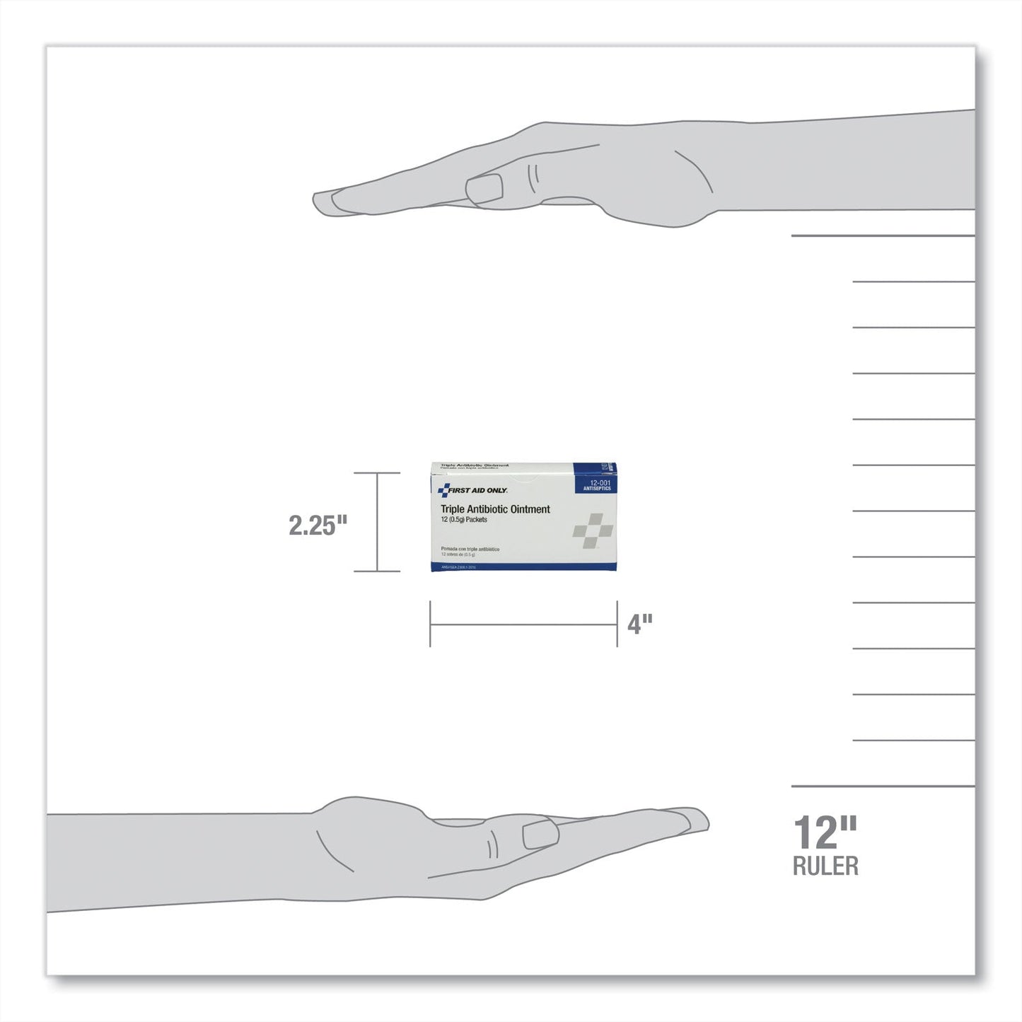 PhysiciansCare First Aid Kit Refill Triple Antibiotic Ointment, Packet, 12/Box