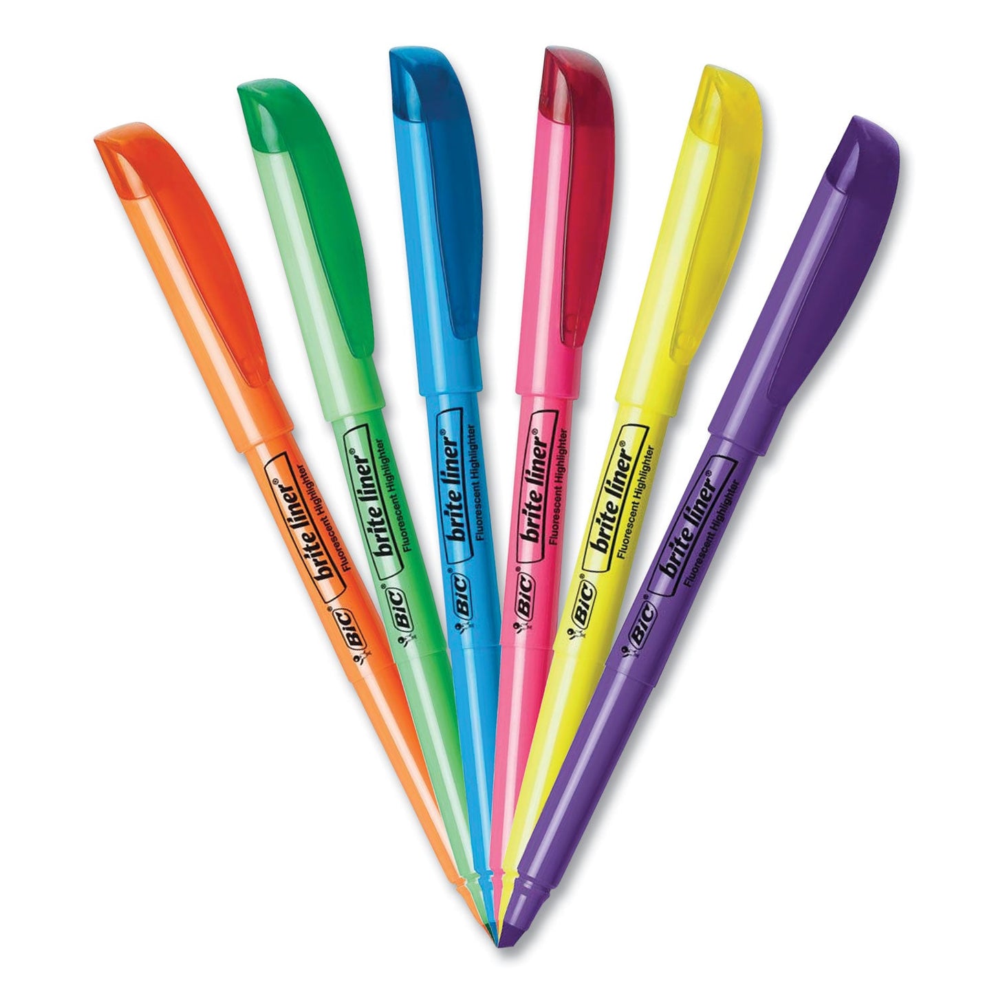 BIC Brite Liner Highlighter, Fluorescent Pink Ink, Chisel Tip, Pink/Black Barrel, Dozen