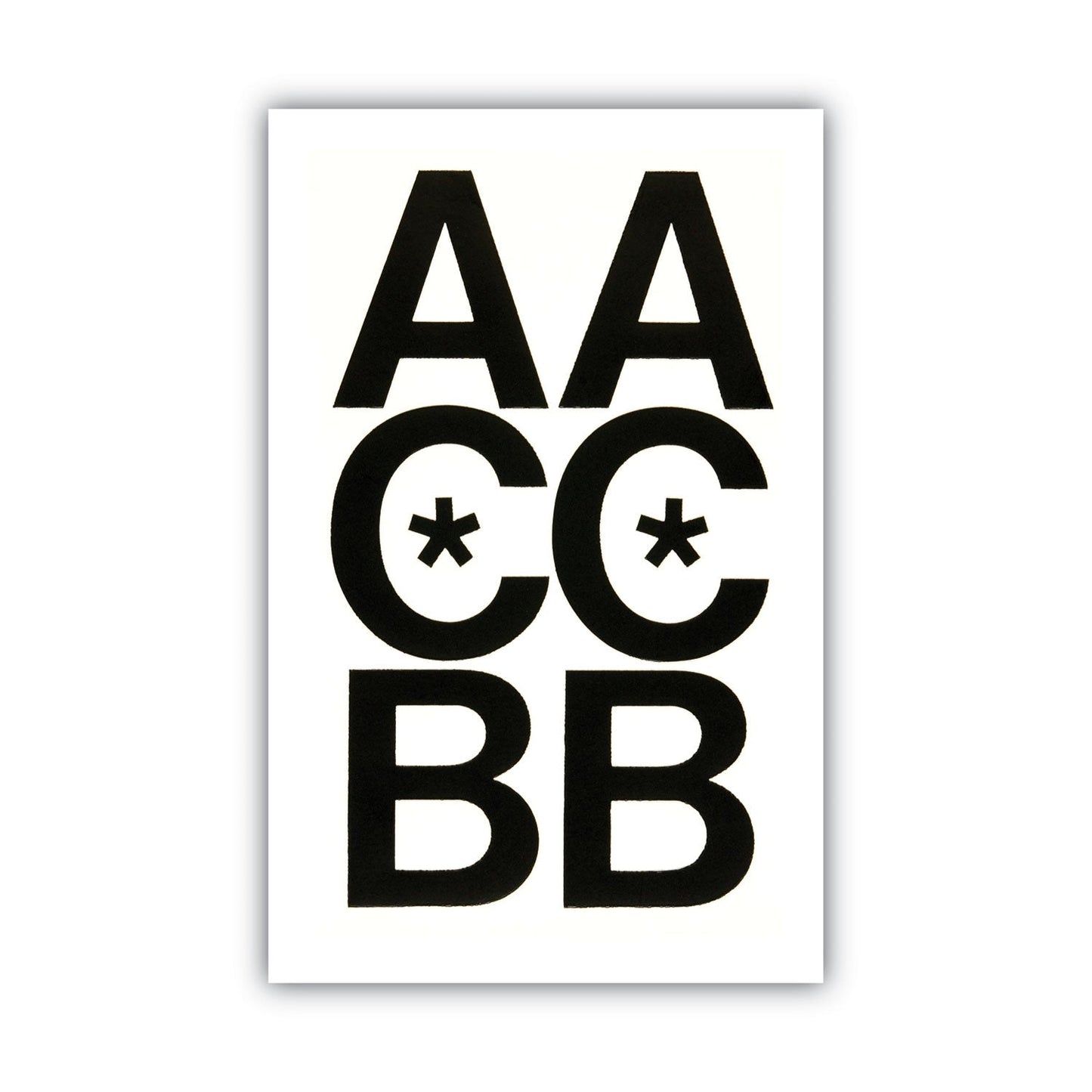 Chartpak Press-On Vinyl Uppercase Letters, Self Adhesive, Black, 3"h, 50/Pack