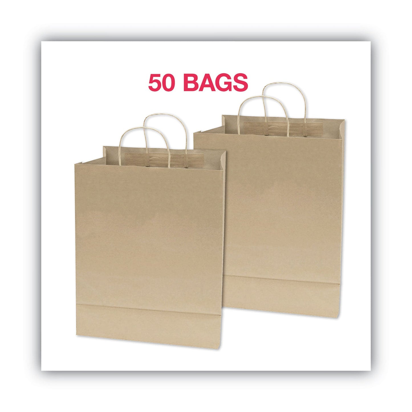 COSCO Premium Shopping Bag, 10" x 4.5" x 13", Brown Kraft, 50/Box