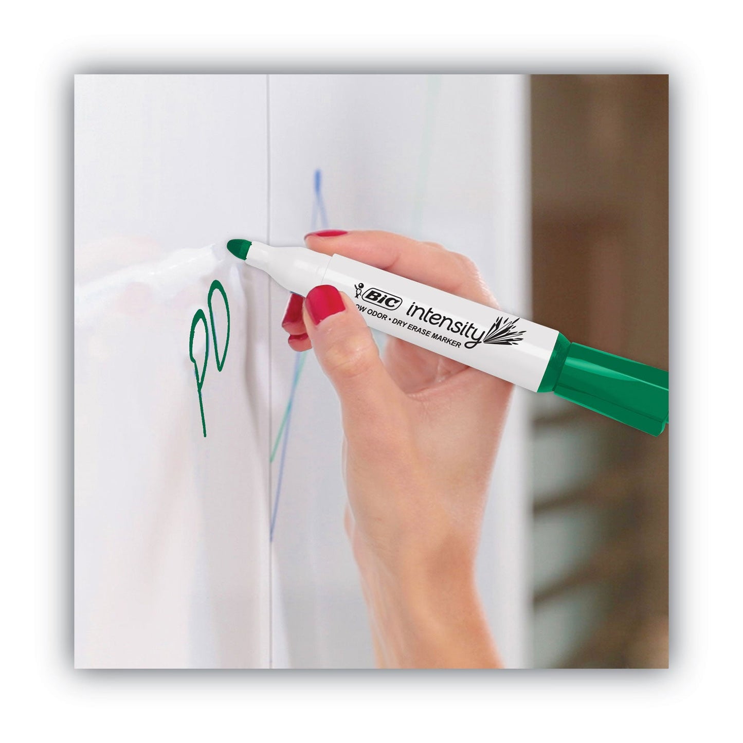 BIC Intensity Bold Tank-Style Dry Erase Marker, Broad Chisel Tip, Green, Dozen