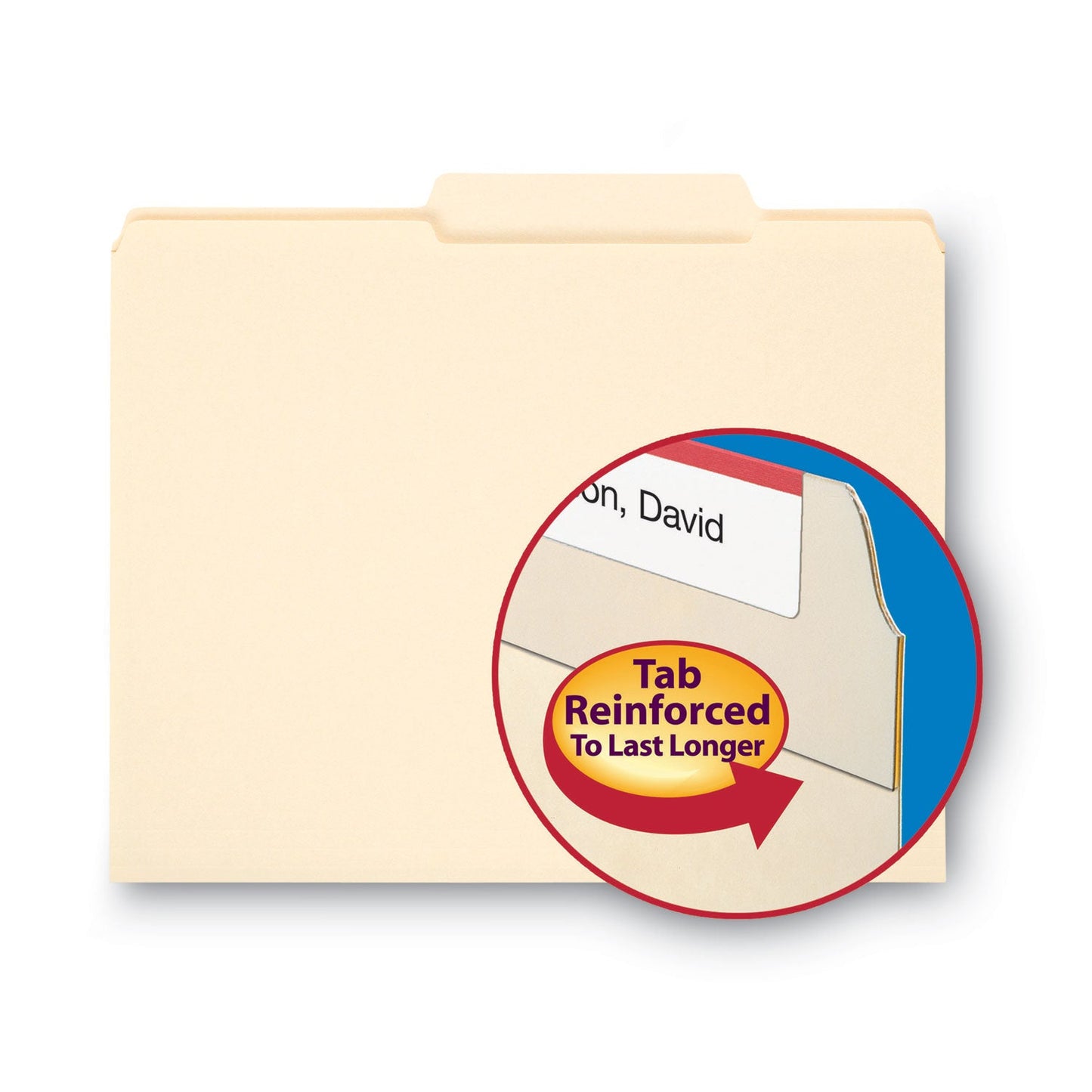 Smead Top Tab Fastener Folders, Guide-Height 2/5-Cut Tabs: Right of Center, 2 Fasteners, Letter Size, 11-pt Manila Exterior, 50/Box