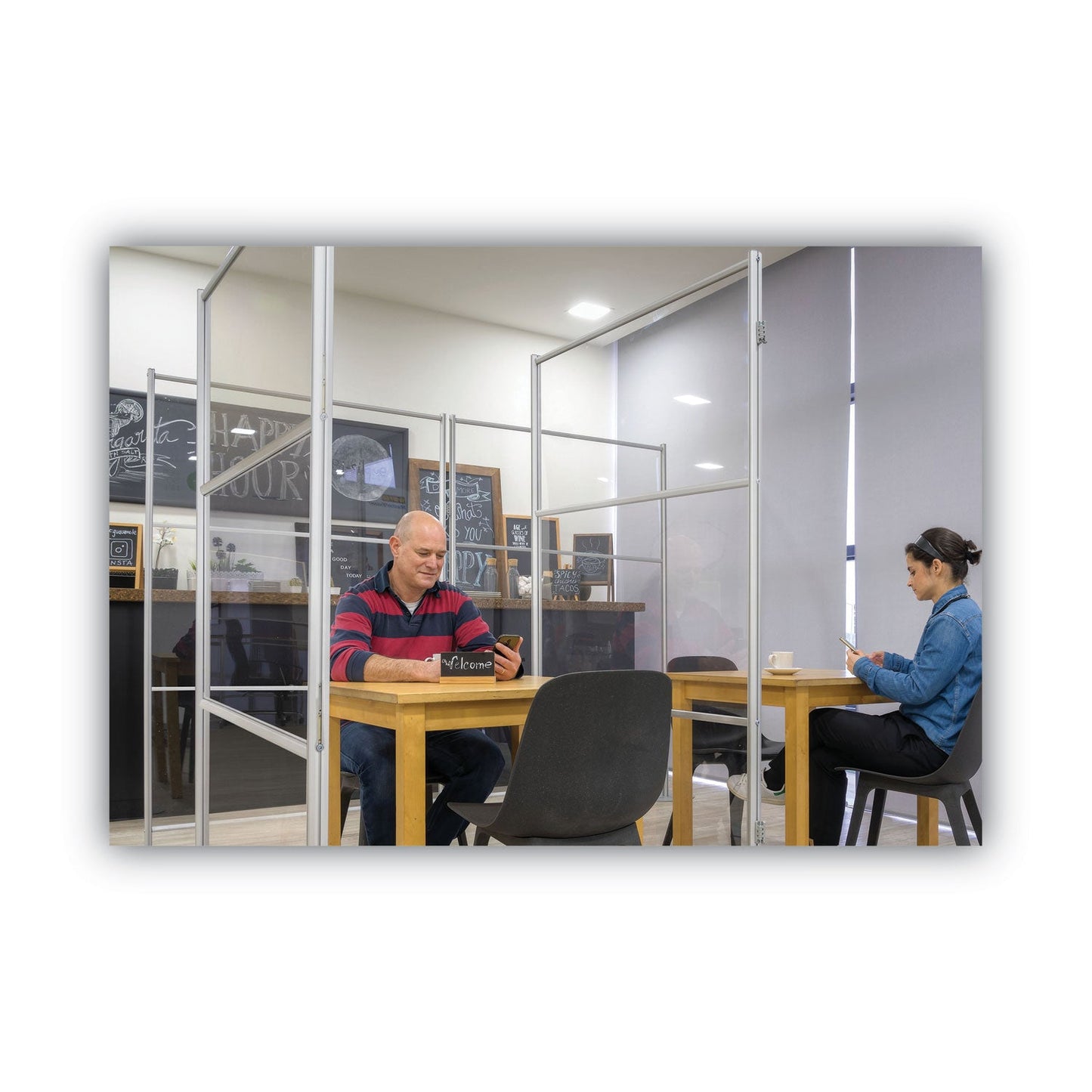 MasterVision Protector Series Mobile Glass Panel Divider, 49 x 22 x 81, Clear/Aluminum