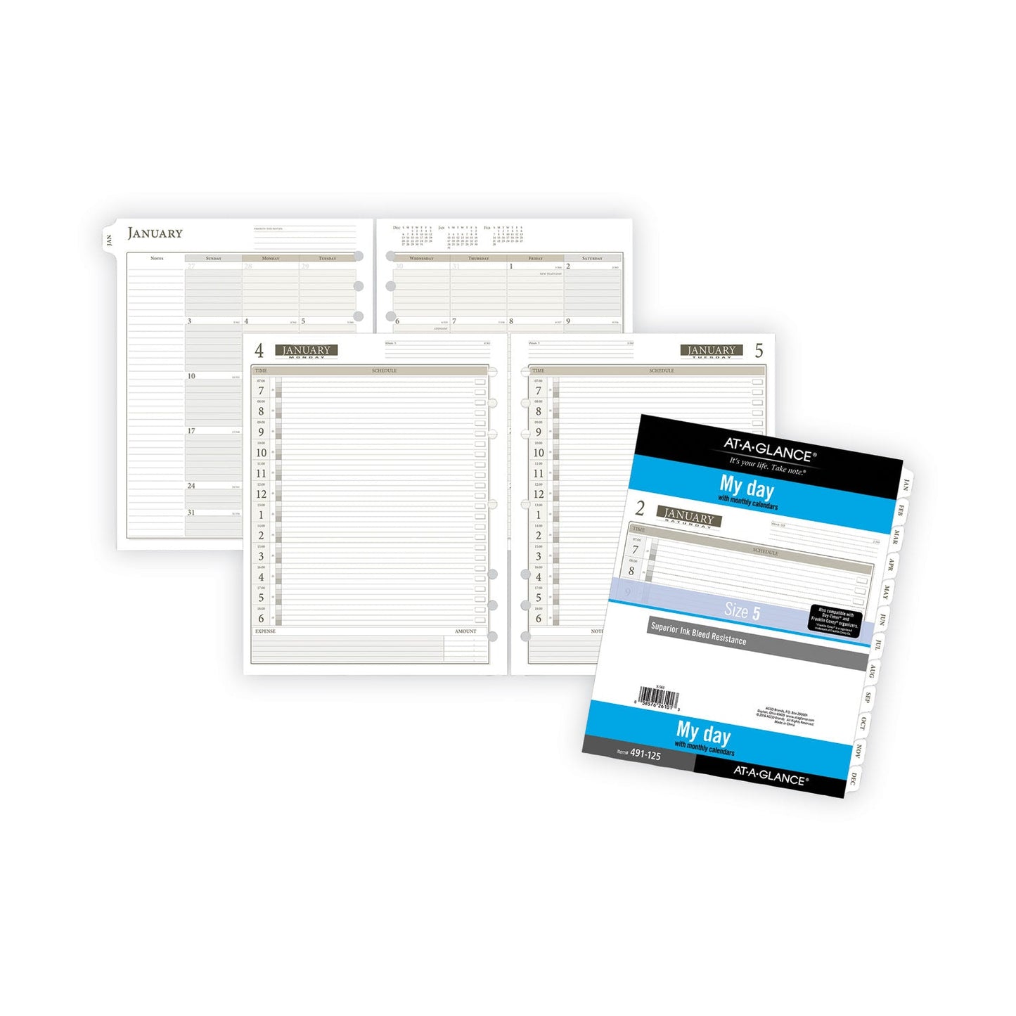 AT-A-GLANCE 1-Page-Per-Day Planner Refills, 11 x 8.5, White Sheets, 12-Month (Jan to Dec): 2023