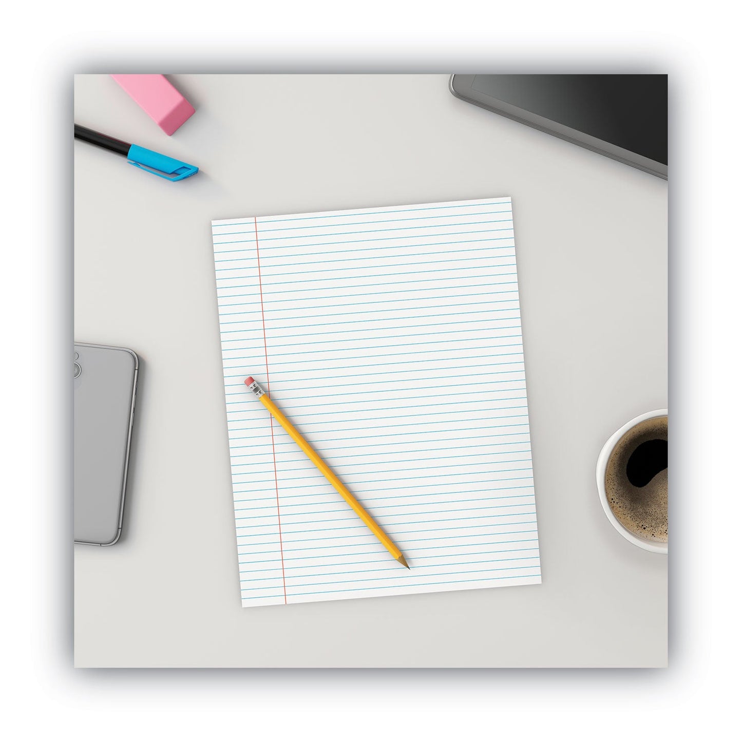 Universal Glue Top Pads, Narrow Rule, 50 White 8.5 x 11 Sheets, Dozen