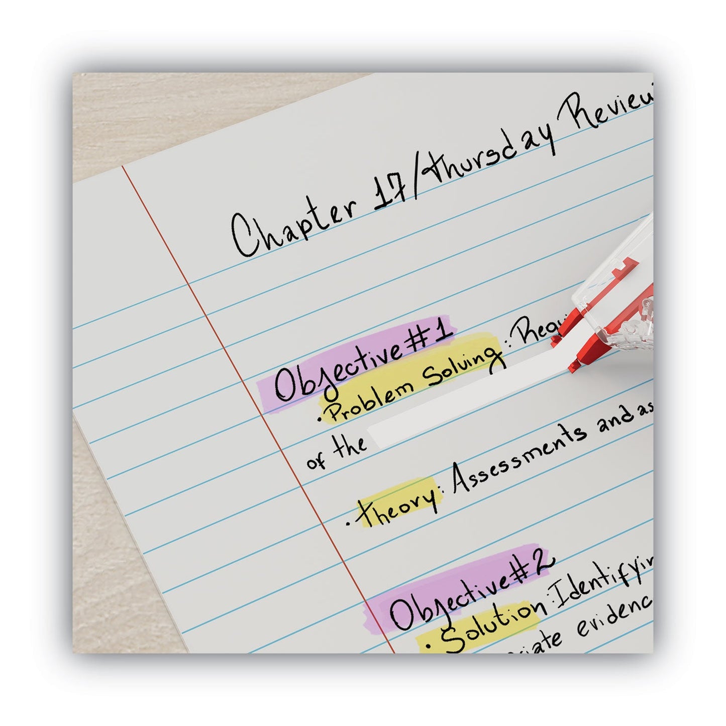 Universal Side-Application Correction Tape, Transparent Red Applicator, 0.2" x 393", 6/Pack