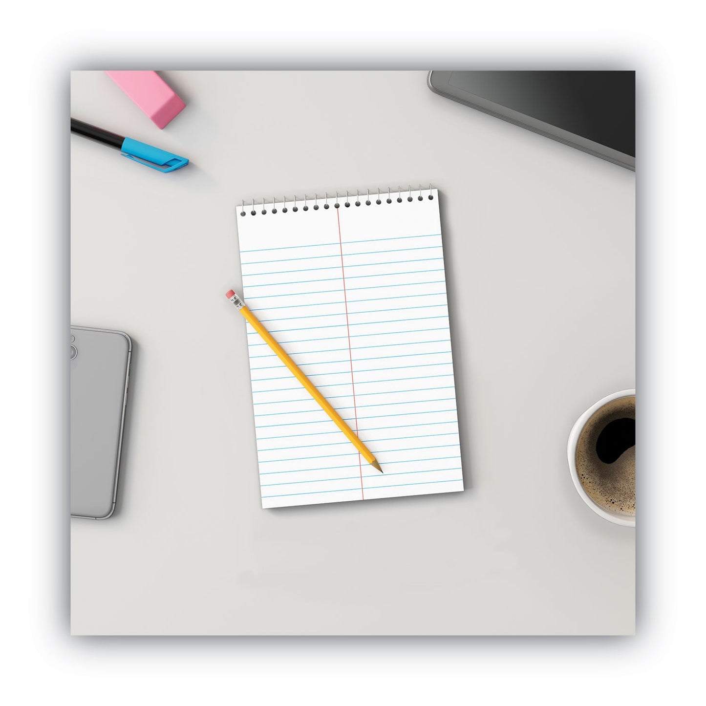 Universal Steno Pads, Gregg Rule, Red Cover, 80 White 6 x 9 Sheets