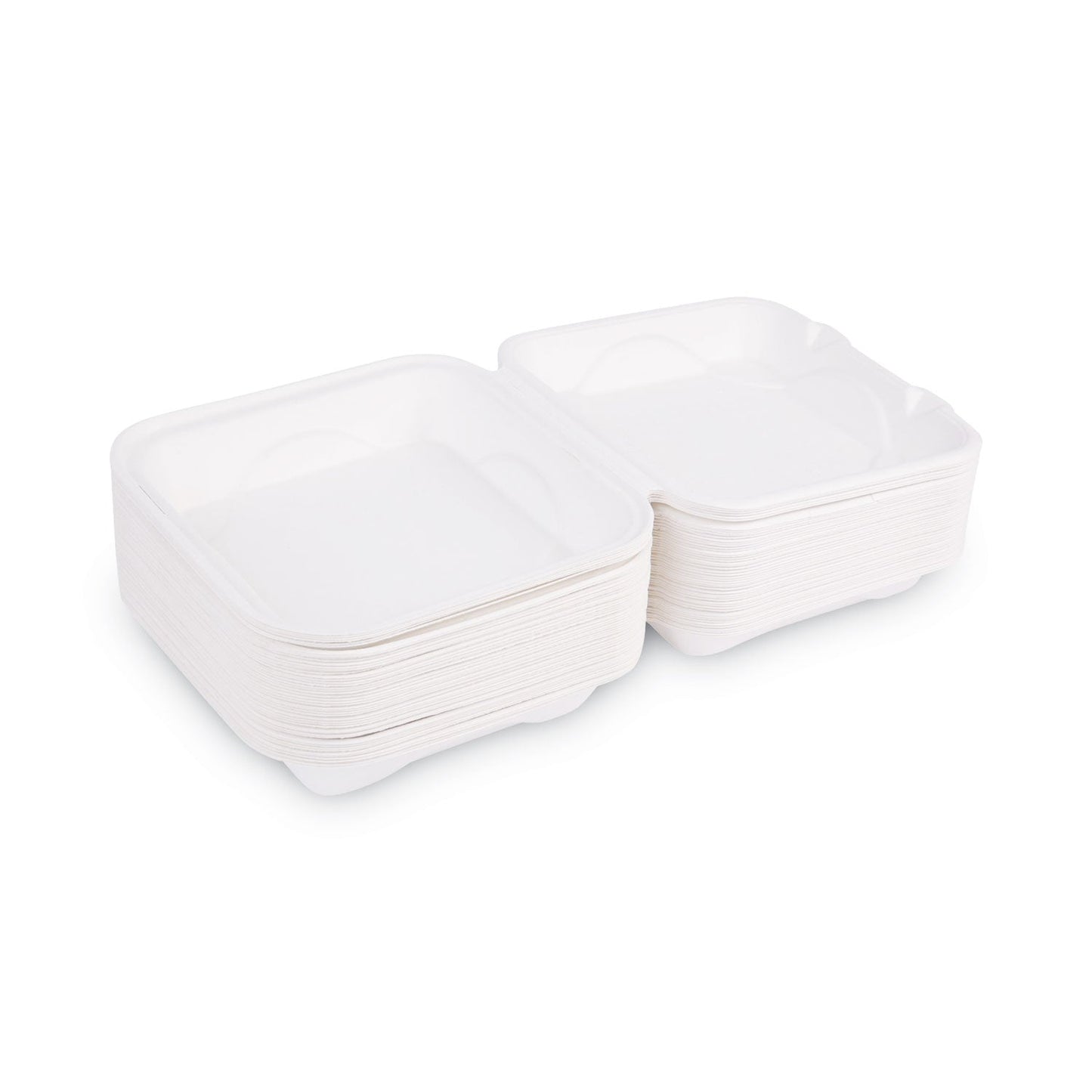 Eco-Products Renewable and Compostable Sugarcane Clamshells, 9 x 9 x 3, White, 50/Pack, 4 Packs/Carton