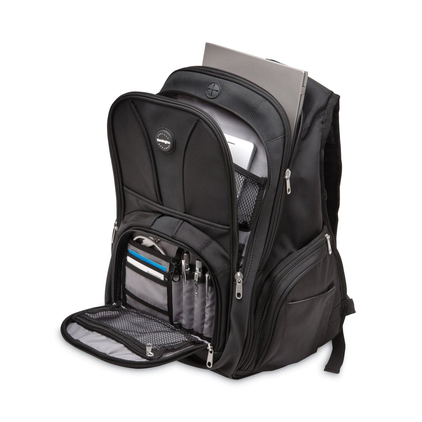 Kensington Contour Laptop Backpack, Fits Devices Up to 17", Ballistic Nylon, 15.75 x 9 x 19.5, Black