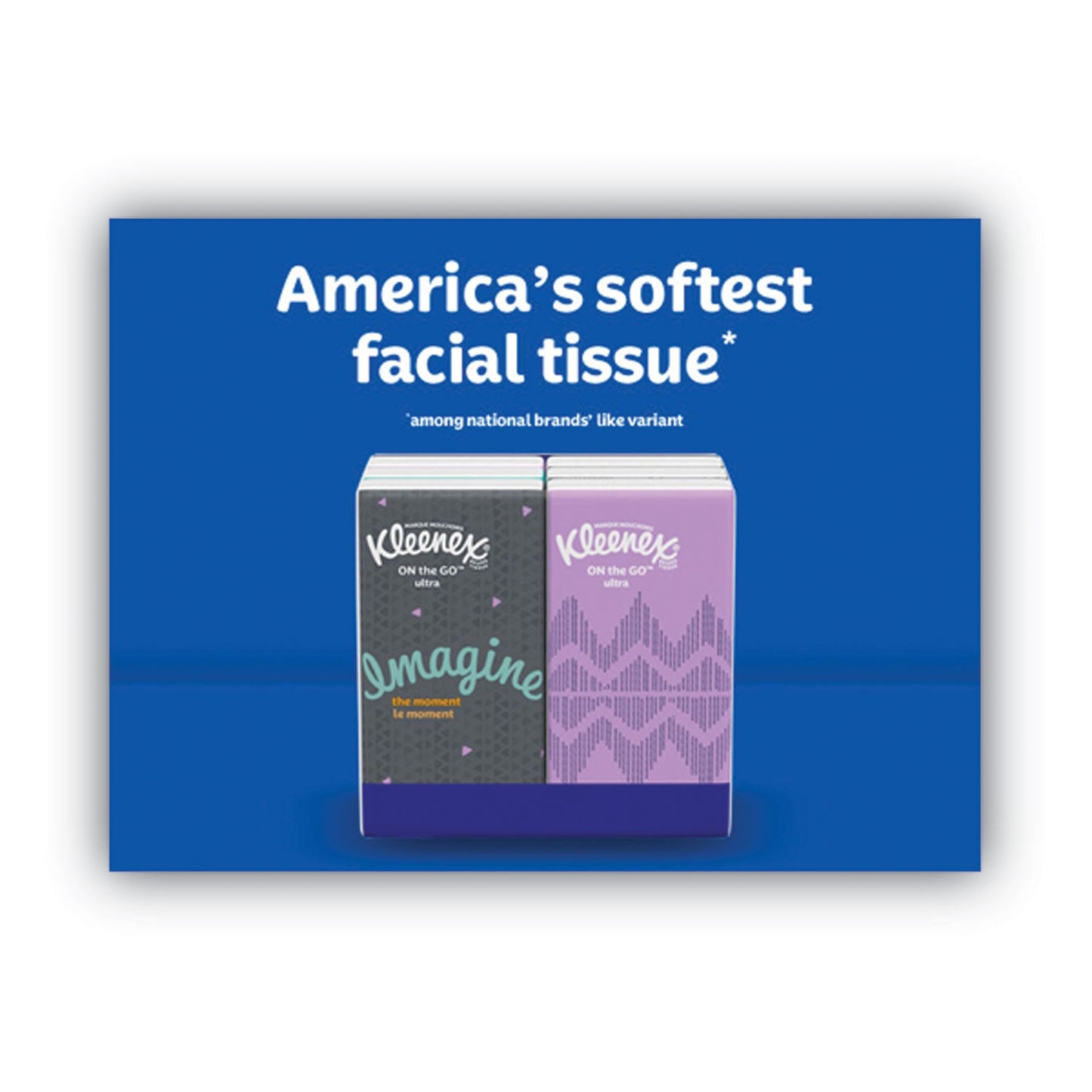 Kleenex On The Go Packs Facial Tissues, 3-Ply, White, 10 Sheets/Pouch, 8 Pouches/Pack
