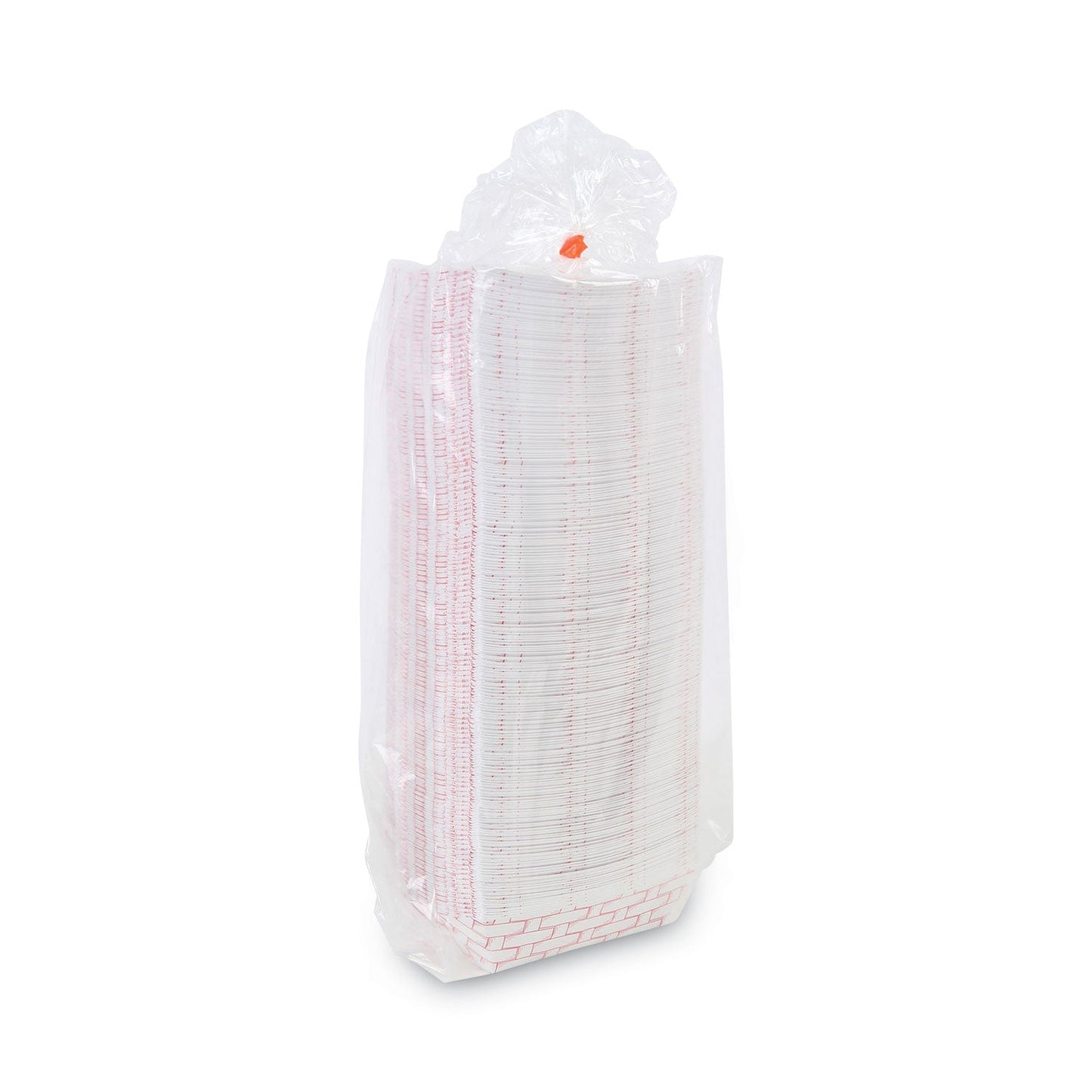 Boardwalk Paper Food Baskets, 2 lb Capacity, Red/White, 1,000/Carton