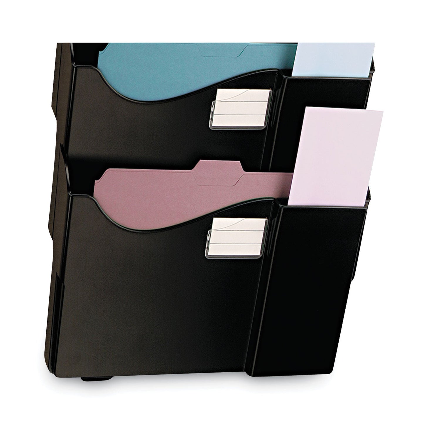 Universal Grande Central Filing System, 4 Sections, Legal/Letter Size, Wall Mount, 16.63" x 4.75" x 27.5", Black, 4/Pack