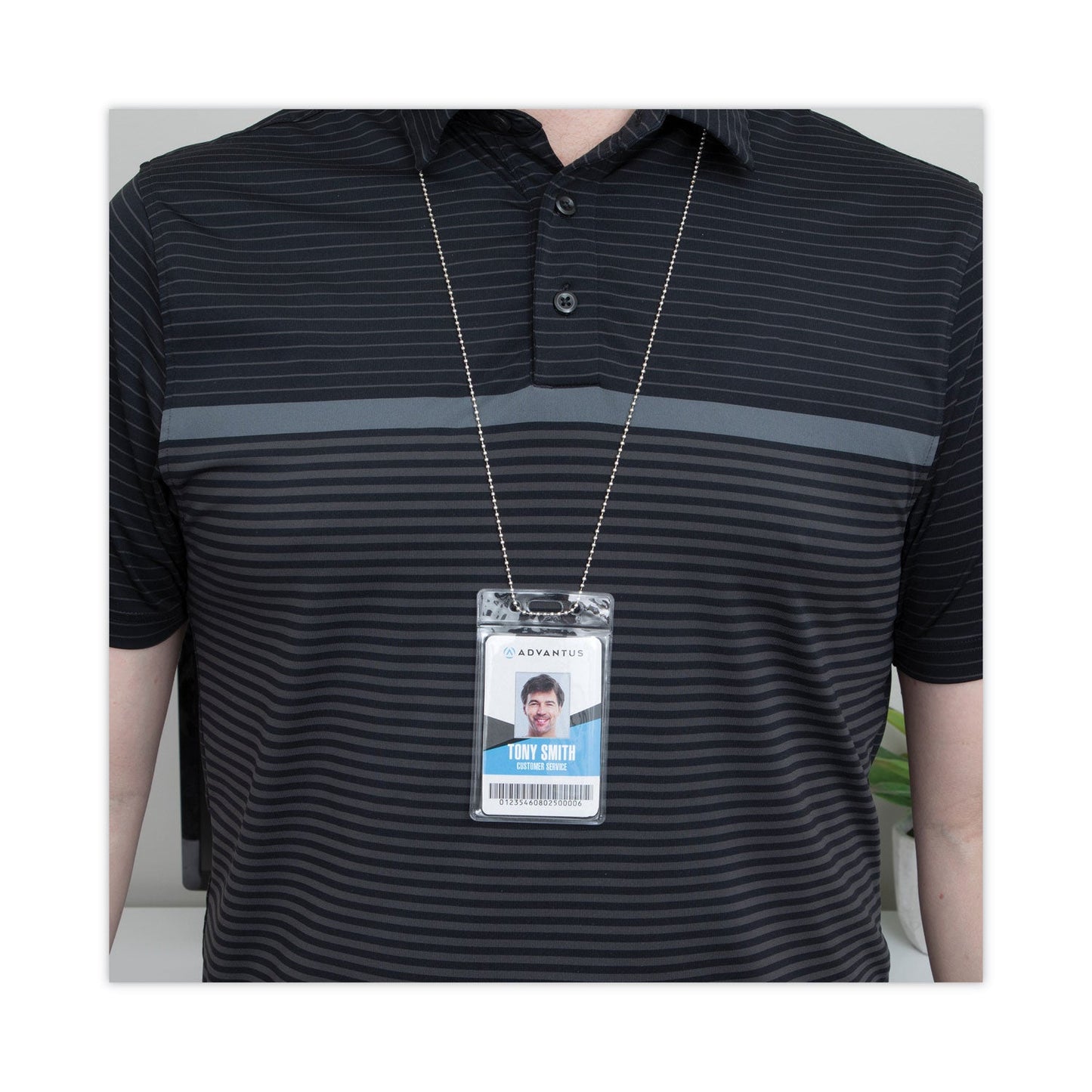 Advantus ID Badge Holder Chain, Metal Ball Chain Fastener, 36" Long, Nickel Plated, 100/Box