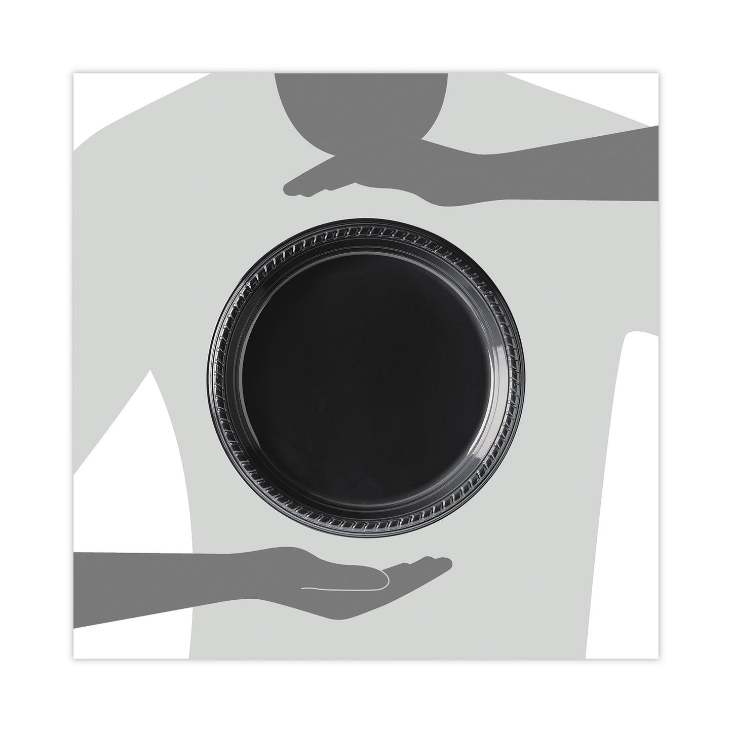Dart Party Plastic Plates, 10.25 dia", Black, 500/Carton