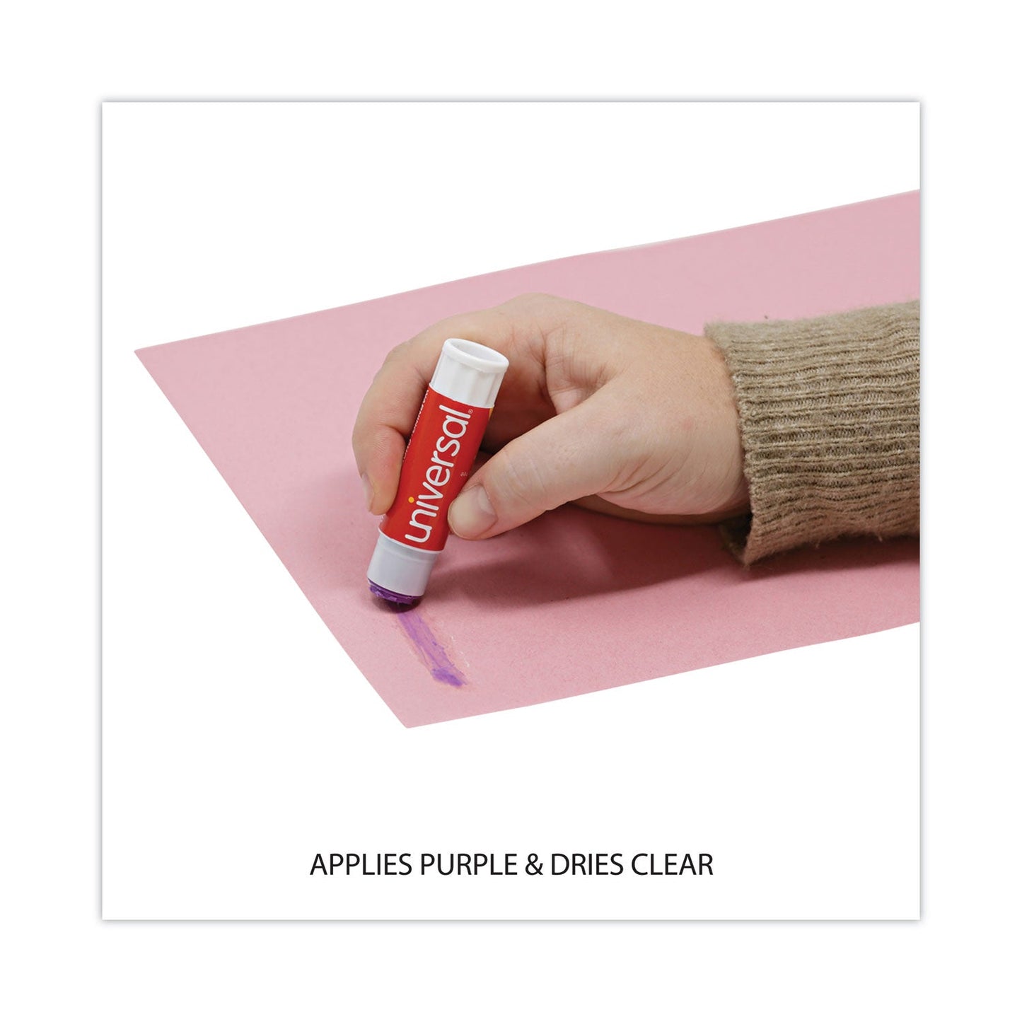 Universal Glue Stick Value Pack, 0.28 oz, Applies Purple, Dries Clear, 30/Pack