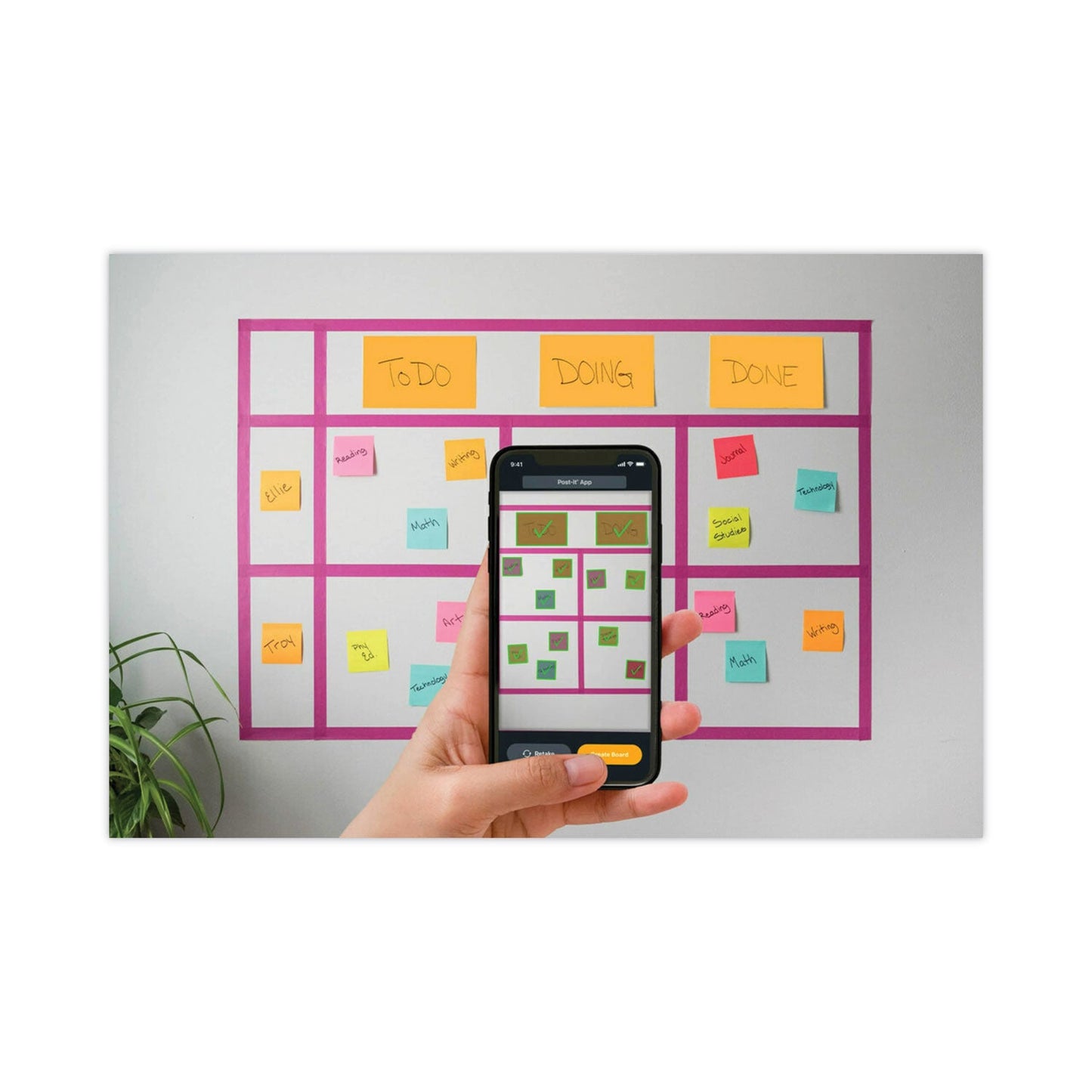 Post-it Meeting Notes in Energy Boost Collection Colors, 8" x 6", 45 Sheets/Pad, 4 Pads/Pack