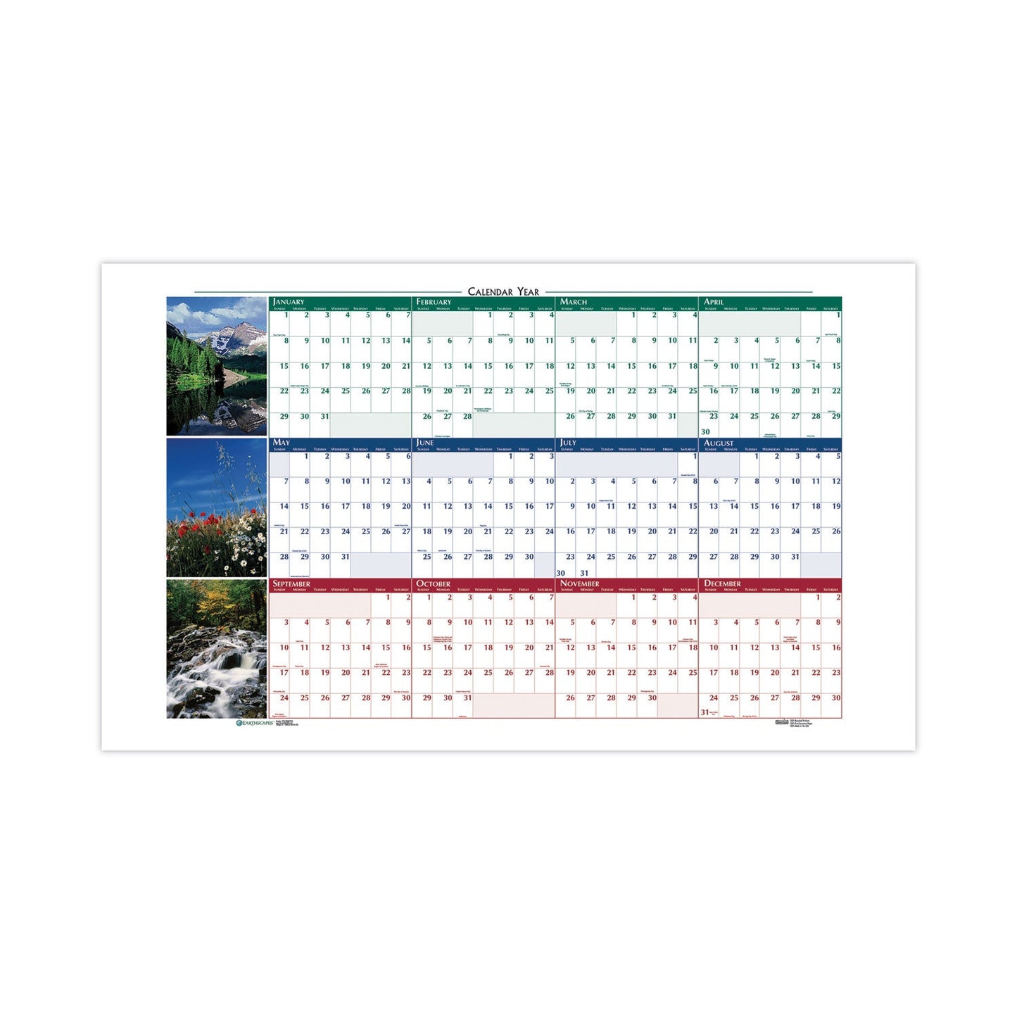 House of Doolittle Earthscapes Recycled Reversible/Erasable Yearly Wall Calendar, Nature Photos, 24 x 37, White Sheets, 12-Month (Jan-Dec): 2023