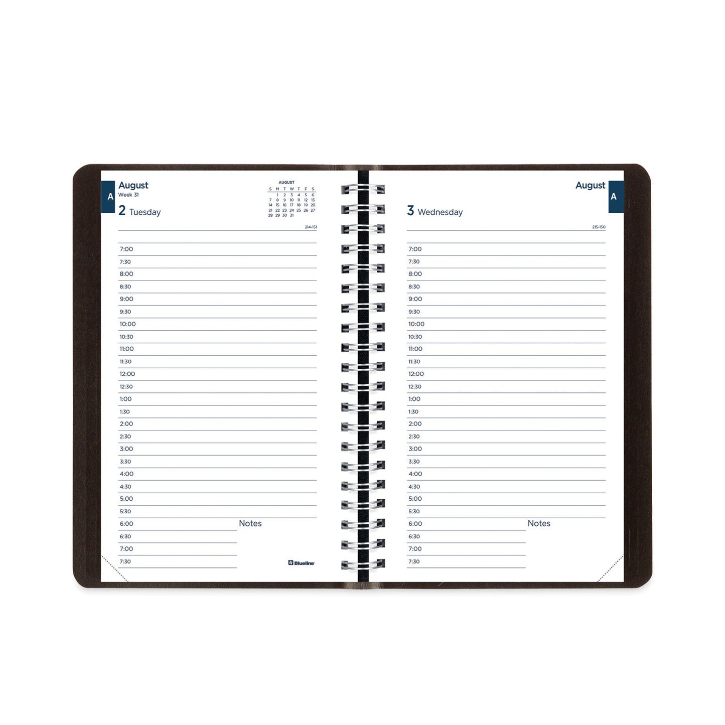 Blueline Academic Daily/Monthly Planner, 8 x 5, Black Cover, 12-Month (Aug to July): 2022 to 2023