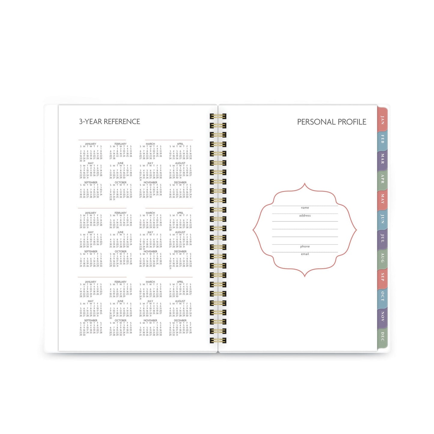 AT-A-GLANCE Badge Hand Drawn Geo Weekly/Monthly Planner, Badge Geo Artwork, 8.5x5.5, Blue/White Cover, 13-Month(Jan to Jan): 2023 to 2024