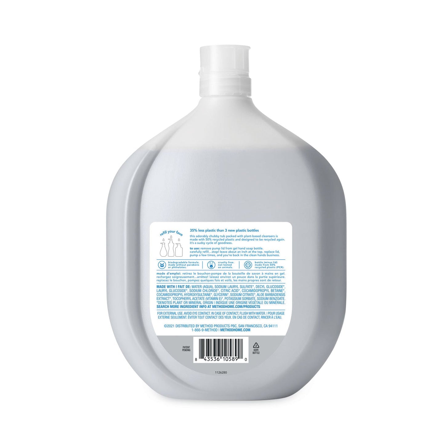 Method Gel Hand Wash Refill Tub, Fragrance-Free, 34 oz Tub