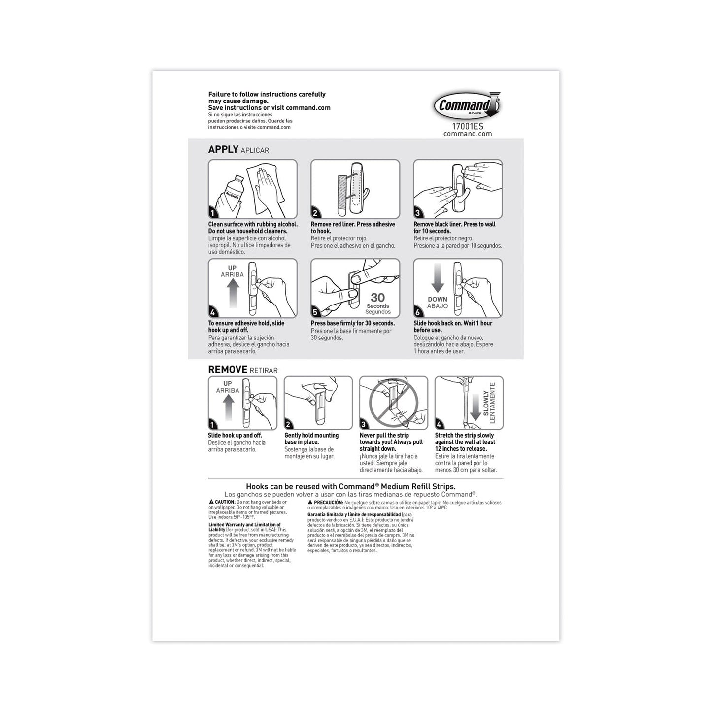 Command General Purpose Hooks, Medium, 3 lb Cap, White, 20 Hooks and 24 Strips/Pack