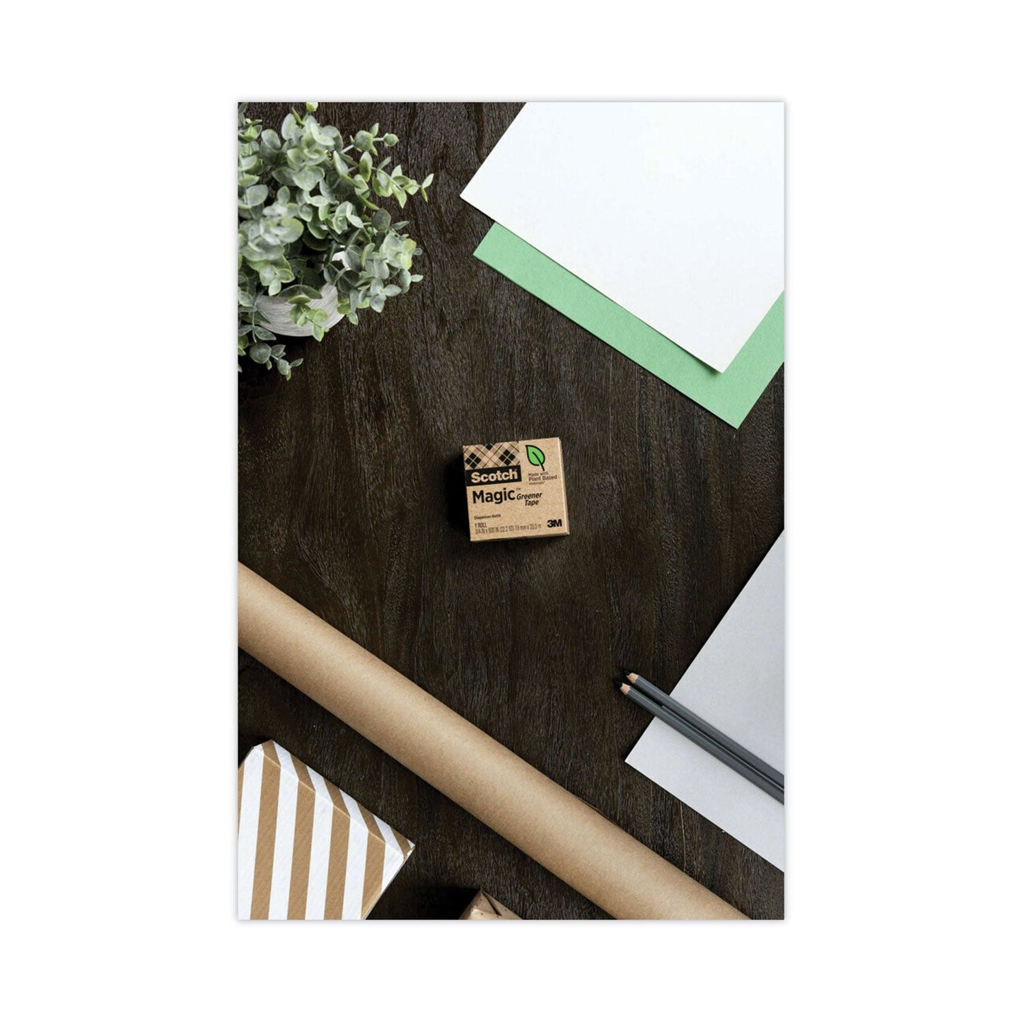 Scotch Magic Greener Tape, 1" Core, 0.75" x 75 ft, Clear, 12/Pack