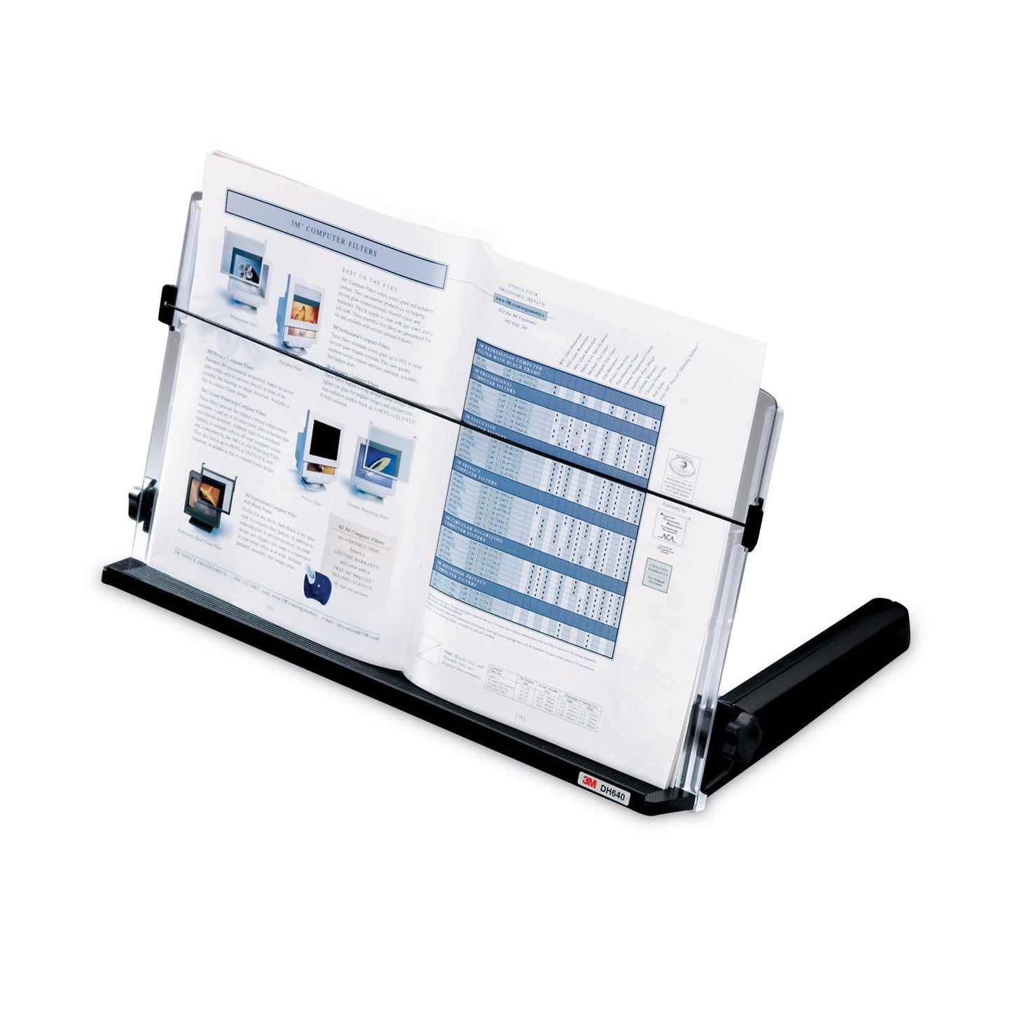 3M In-Line Freestanding Copyholder, 300 Sheet Capacity, Plastic, Black/Clear