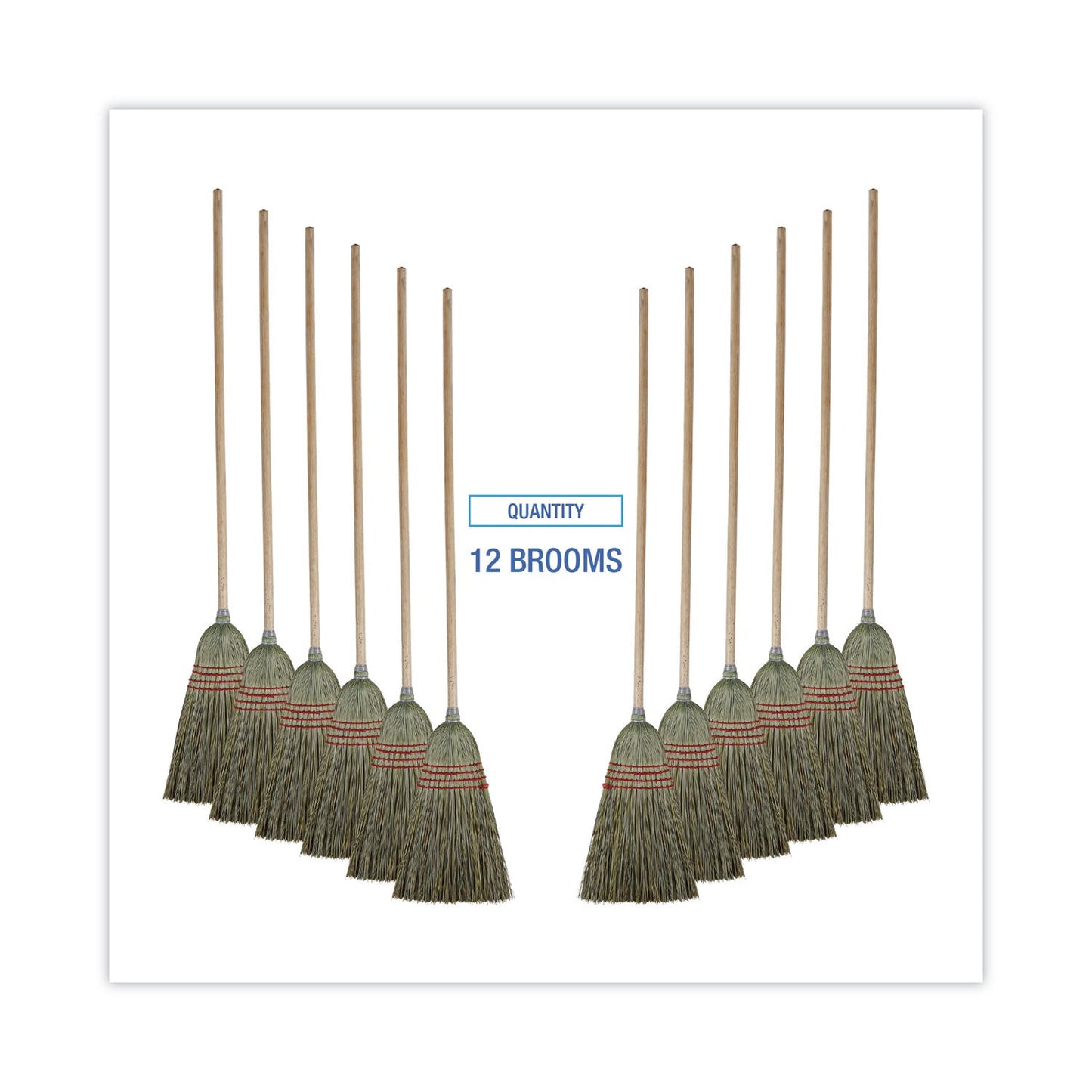 Boardwalk Mixed Fiber Maid Broom, Mixed Fiber Bristles, 55" Overall Length, Natural, 12/Carton