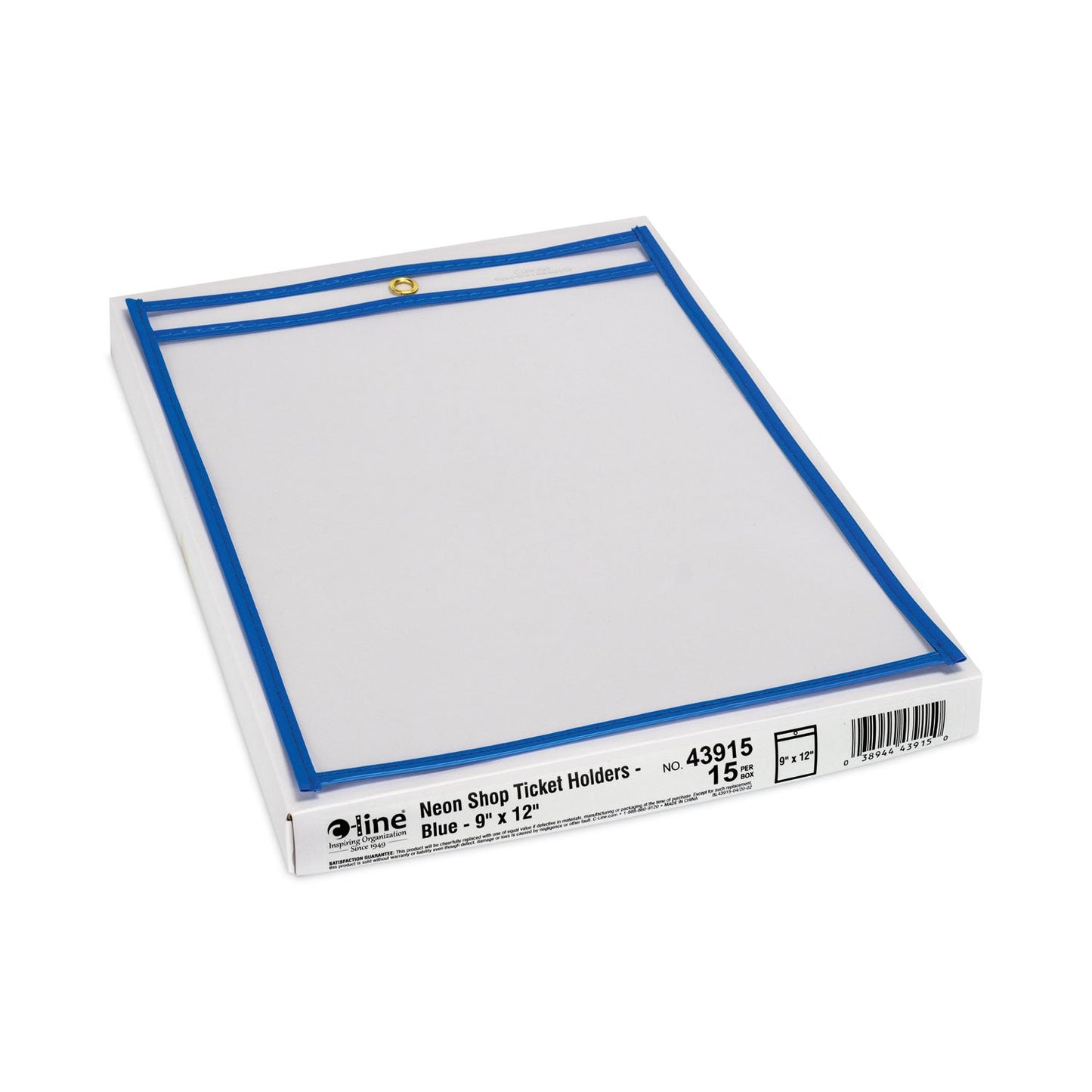 C-Line Stitched Shop Ticket Holders, Top Load, Super Heavy, Clear, 9" x 12" Inserts, 15/Box