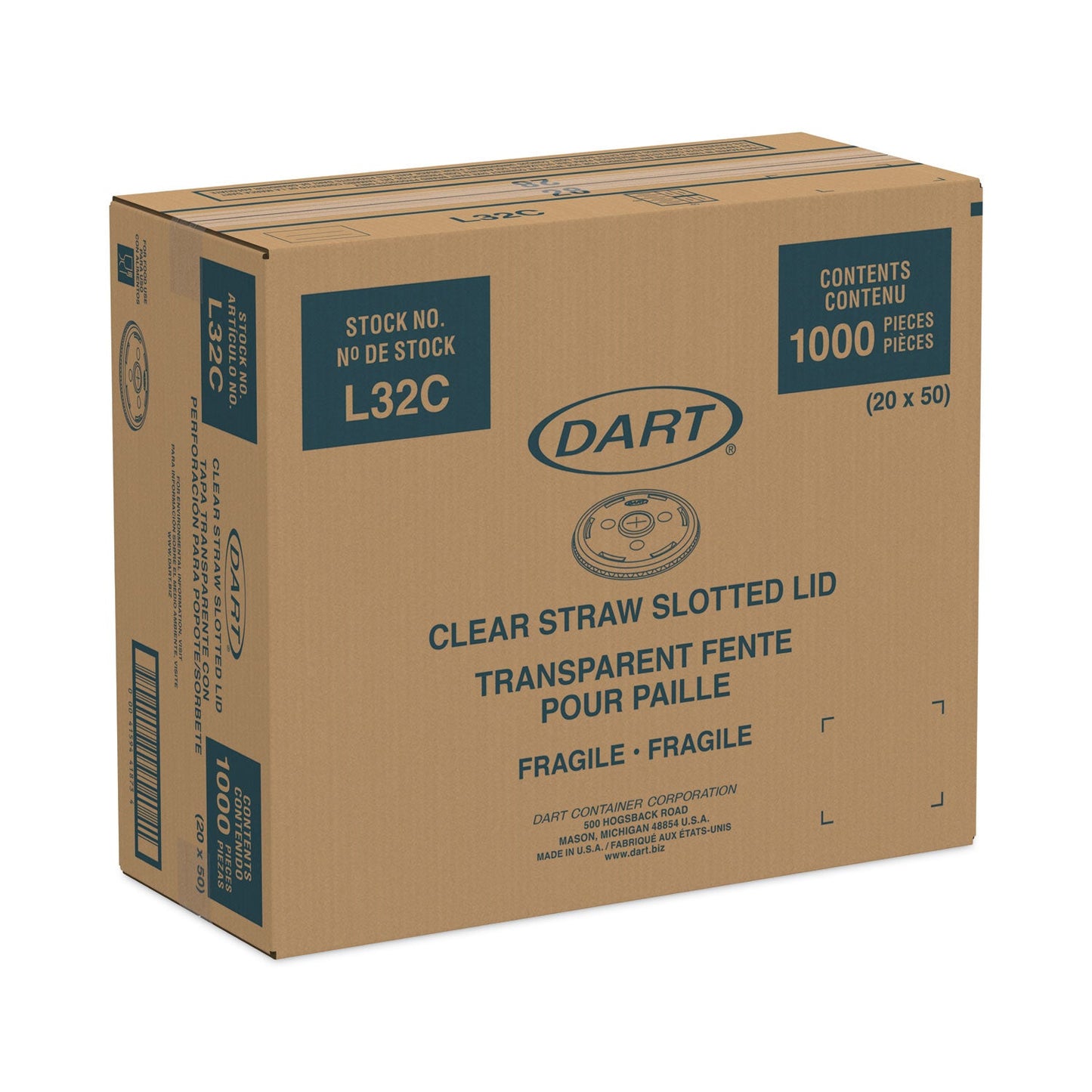 Dart Conex C-Cup Lids, Fits Plastic Cups, Fits 32 oz Cups, Clear, 50/Pack, 20 Packs/Carton
