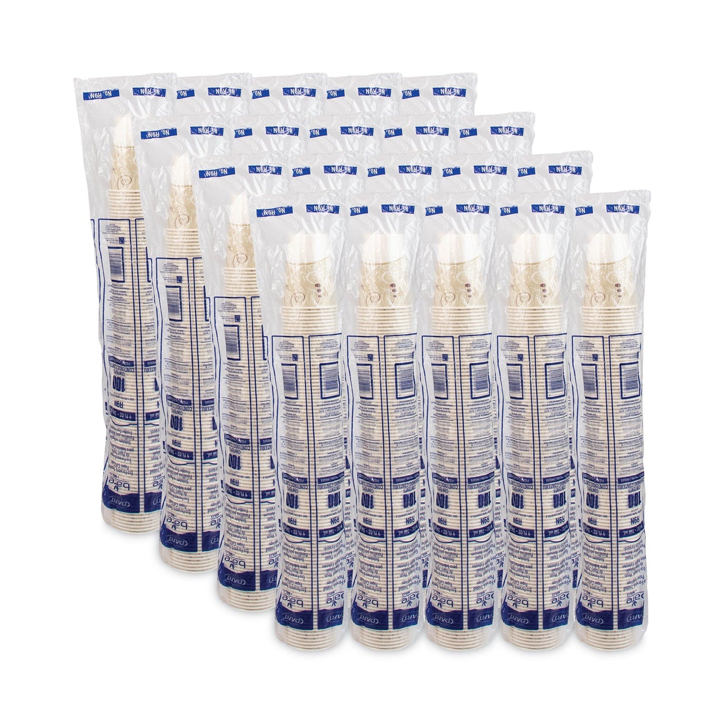 Dart Symphony Design Wax-Coated Paper Cold Cup, 9 oz, Beige/White, 100/Sleeve, 20 Sleeves/Carton
