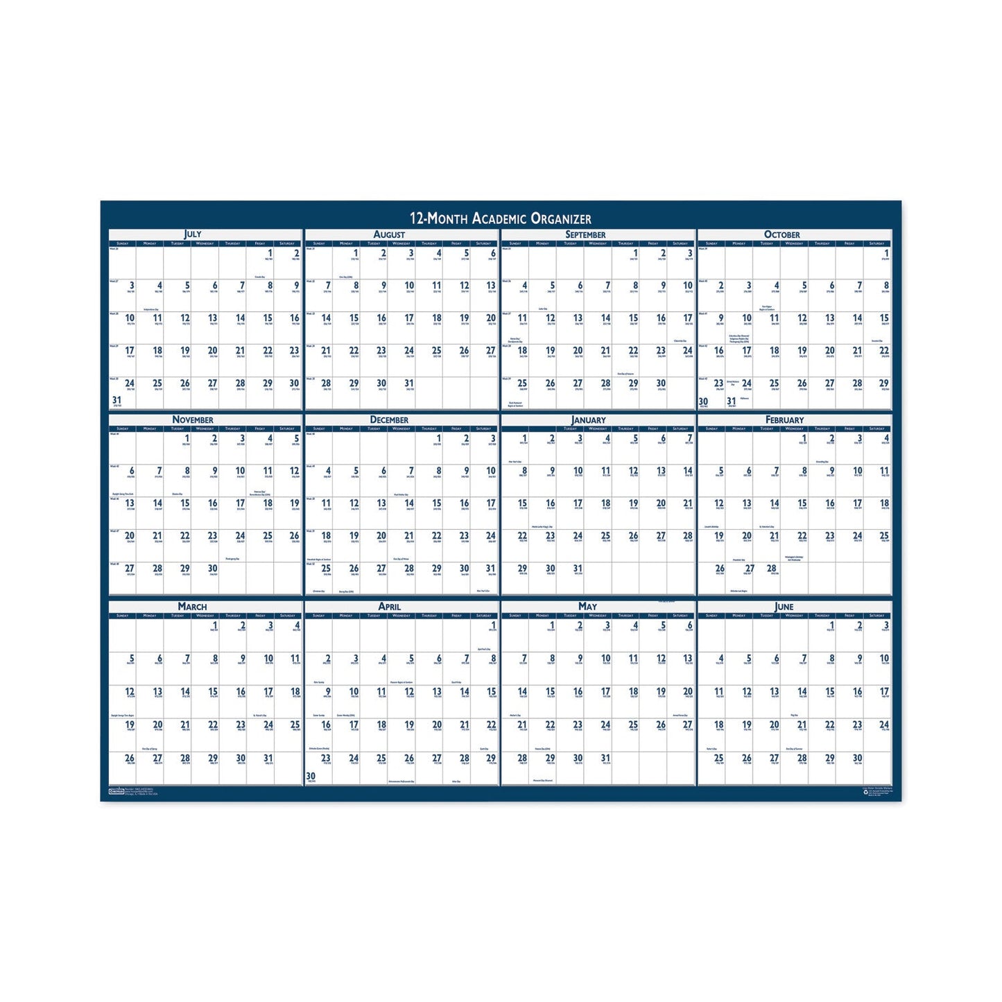 House of Doolittle Academic Year Recycled Poster Style Reversible/Erasable Yearly Wall Calendar, 18 x 24, 12-Month (July to June): 2022 to 2023
