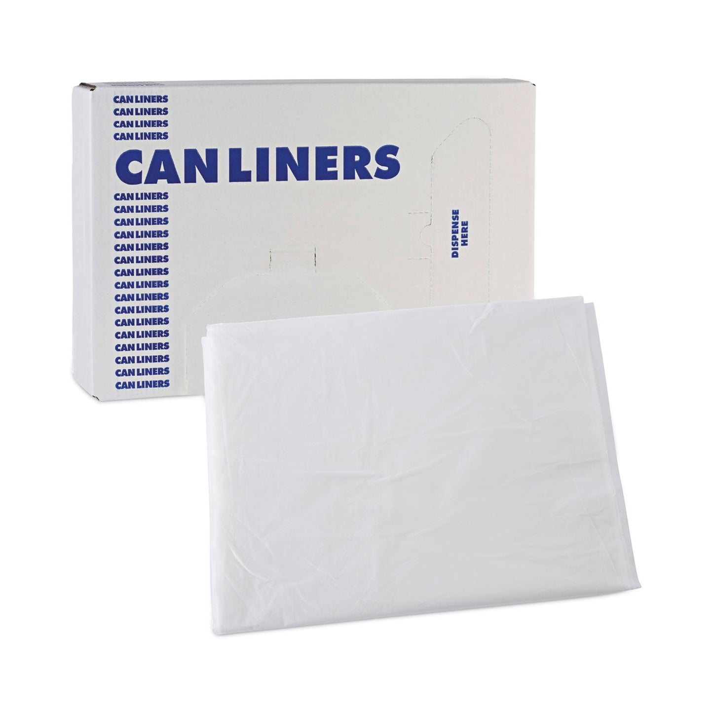 Boardwalk High Density Industrial Can Liners Flat Pack, 60 gal, 16 microns, 38 x 60, Natural, 100/Carton