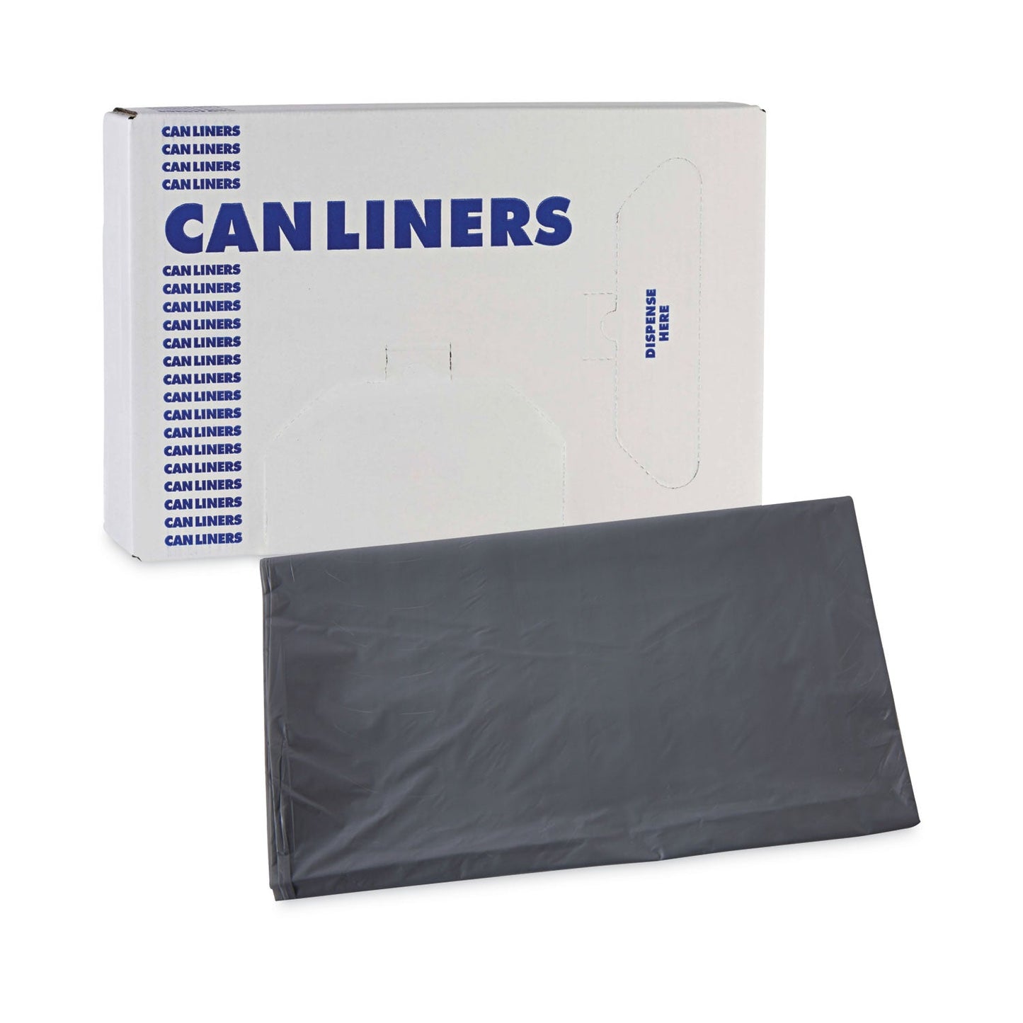 Boardwalk Linear Low Density Industrial Can Liners, 45 gal, 1.1 mil, 40 x 46, Gray, 100/Carton