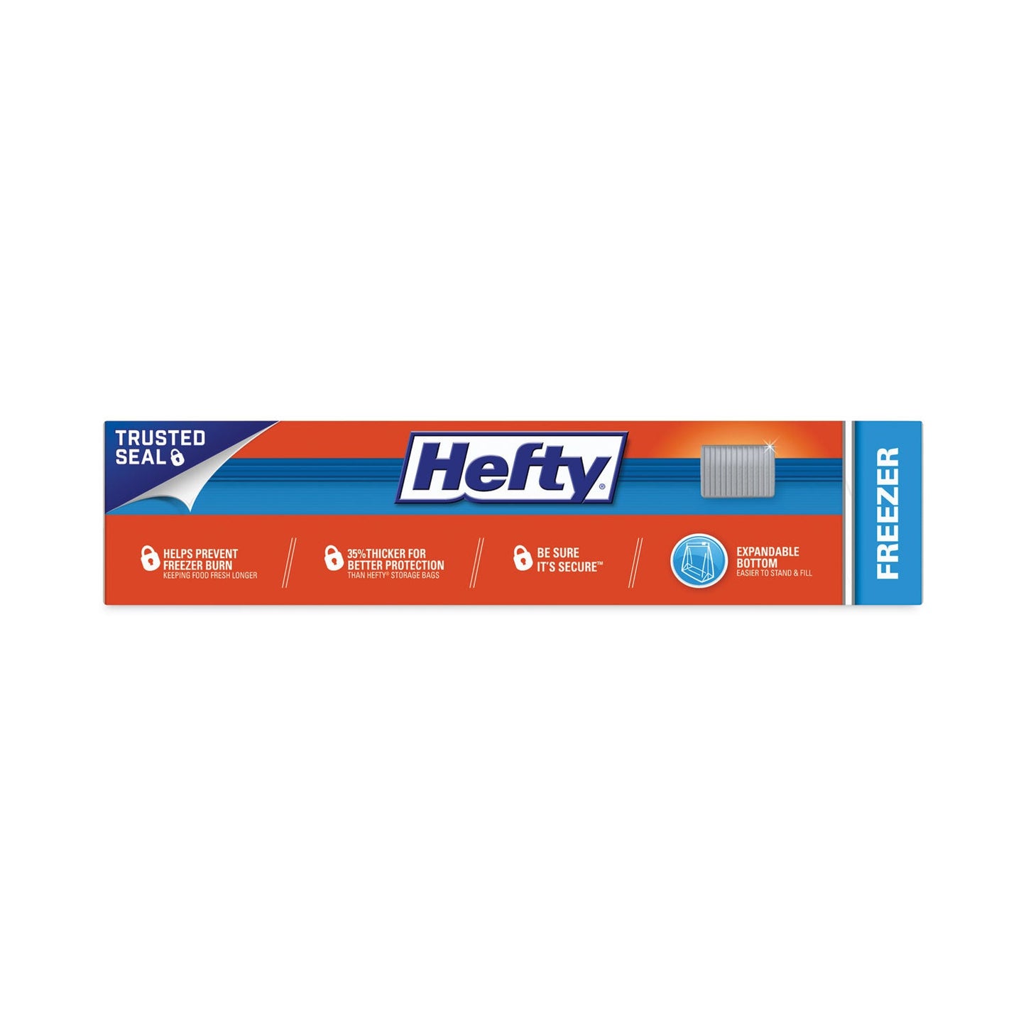 Hefty Slider Bags, 1 gal, 2.5 mil, 10.56" x 11", Clear, 25/Box