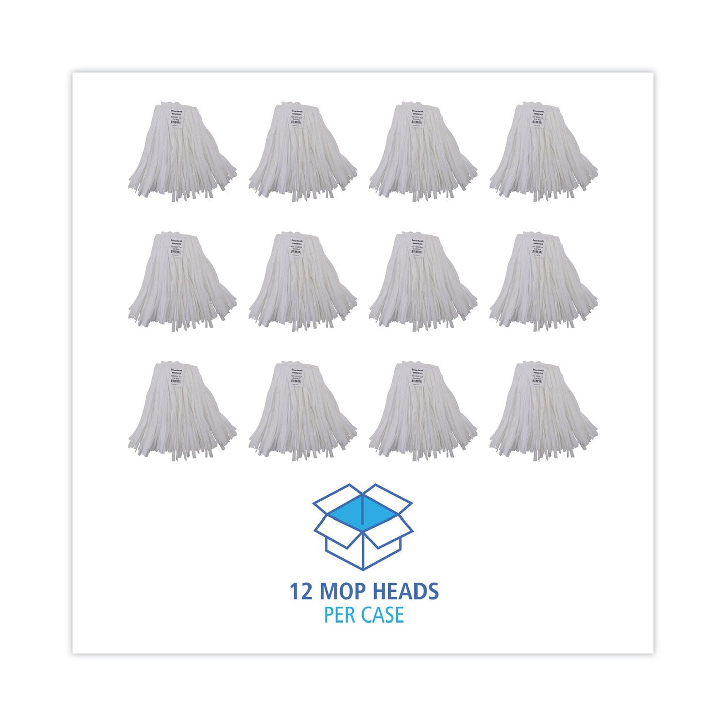 Boardwalk Nonwoven Cut End Edge Mop, Rayon/Polyester, #20, White, 12/Carton