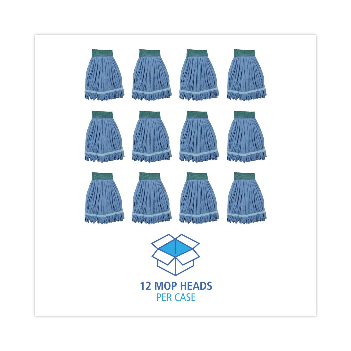 Boardwalk Microfiber Looped-End Wet Mop Heads, Medium, Blue, 12/Carton, 12/Carton