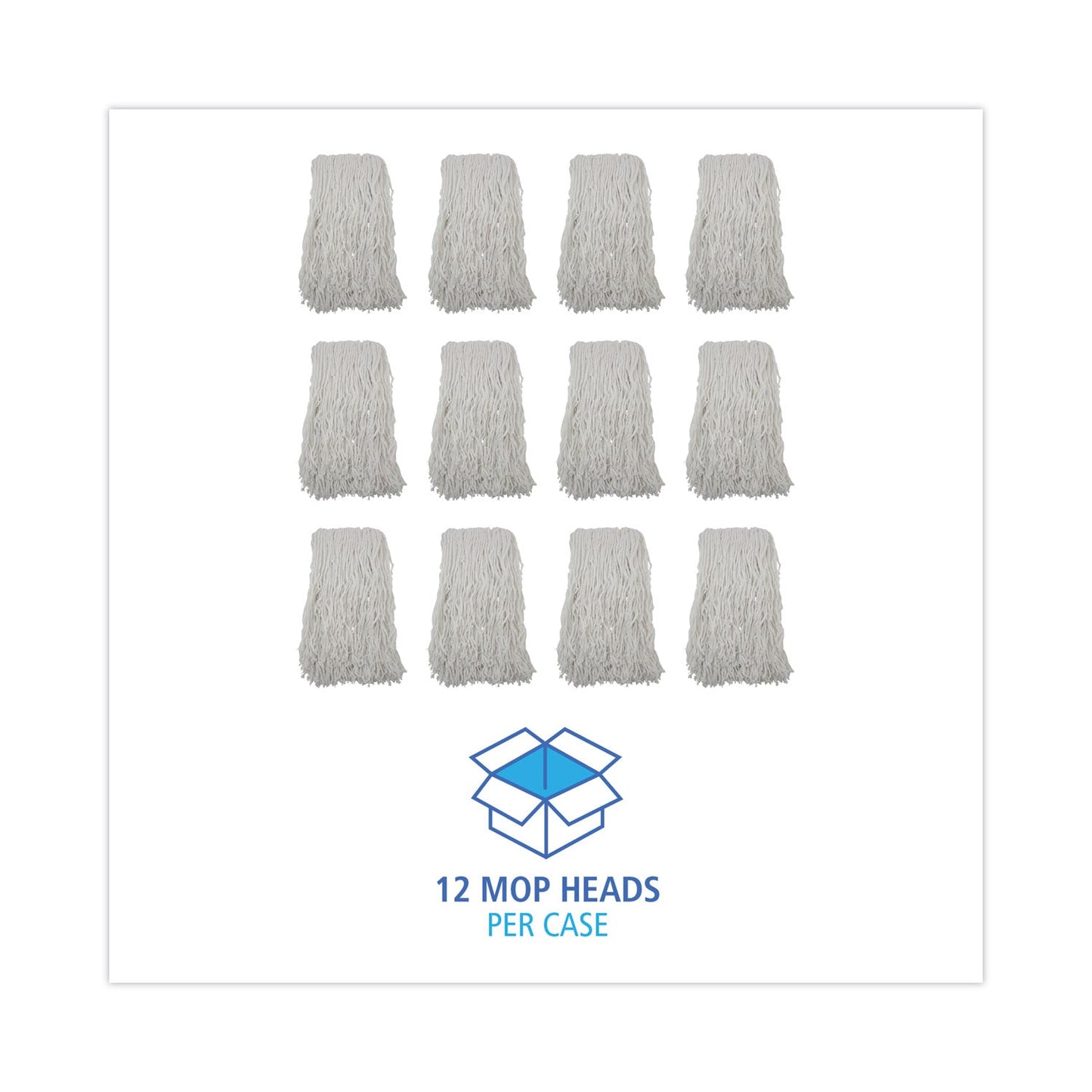 Boardwalk Banded Rayon Cut-End Mop Heads, #24, White, 1.25" Headband, 12/Carton