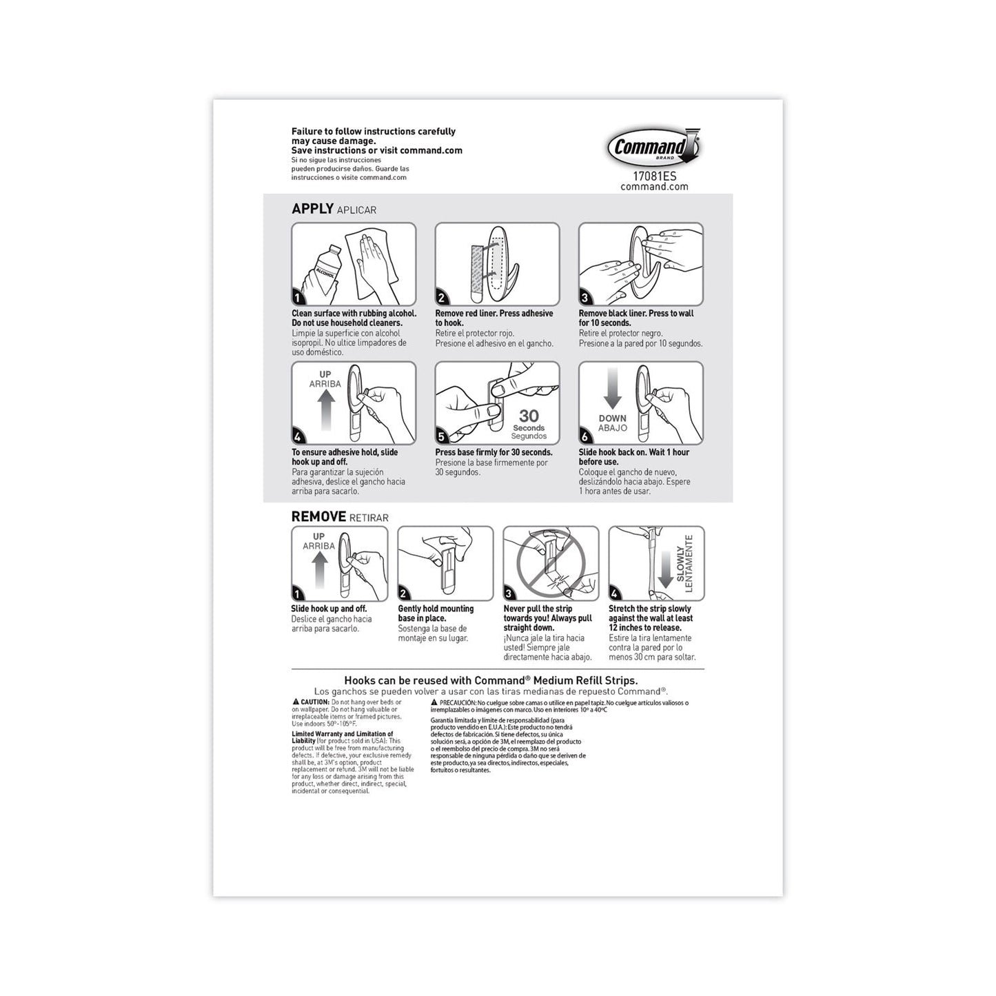 Command Designer Hooks, Plastic, White, 3 lb Cap, 6 Hooks and 12 Strips/Pack