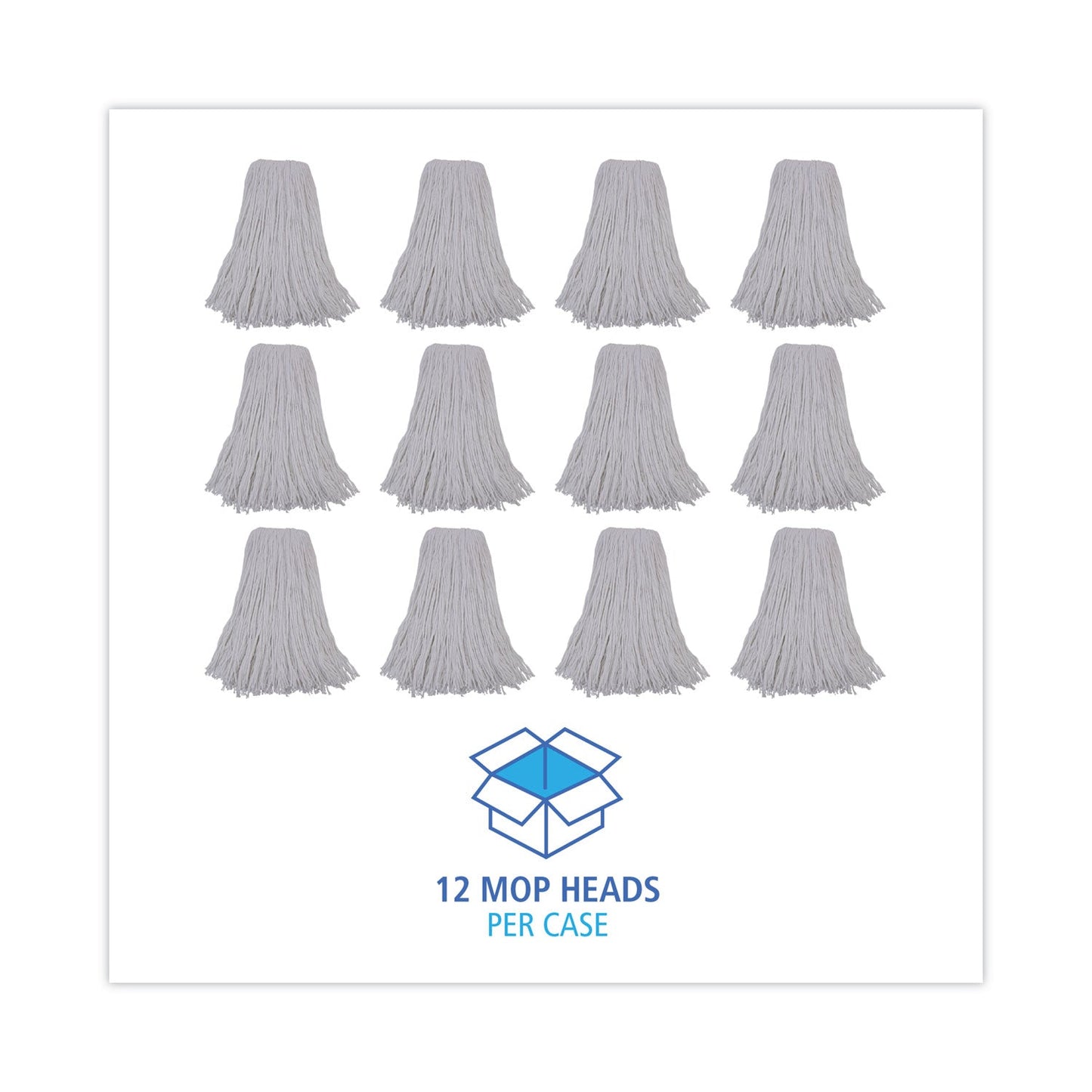 Boardwalk Mop Head, Premium Standard Head, Rayon Fiber, 32oz, White, 12/Carton