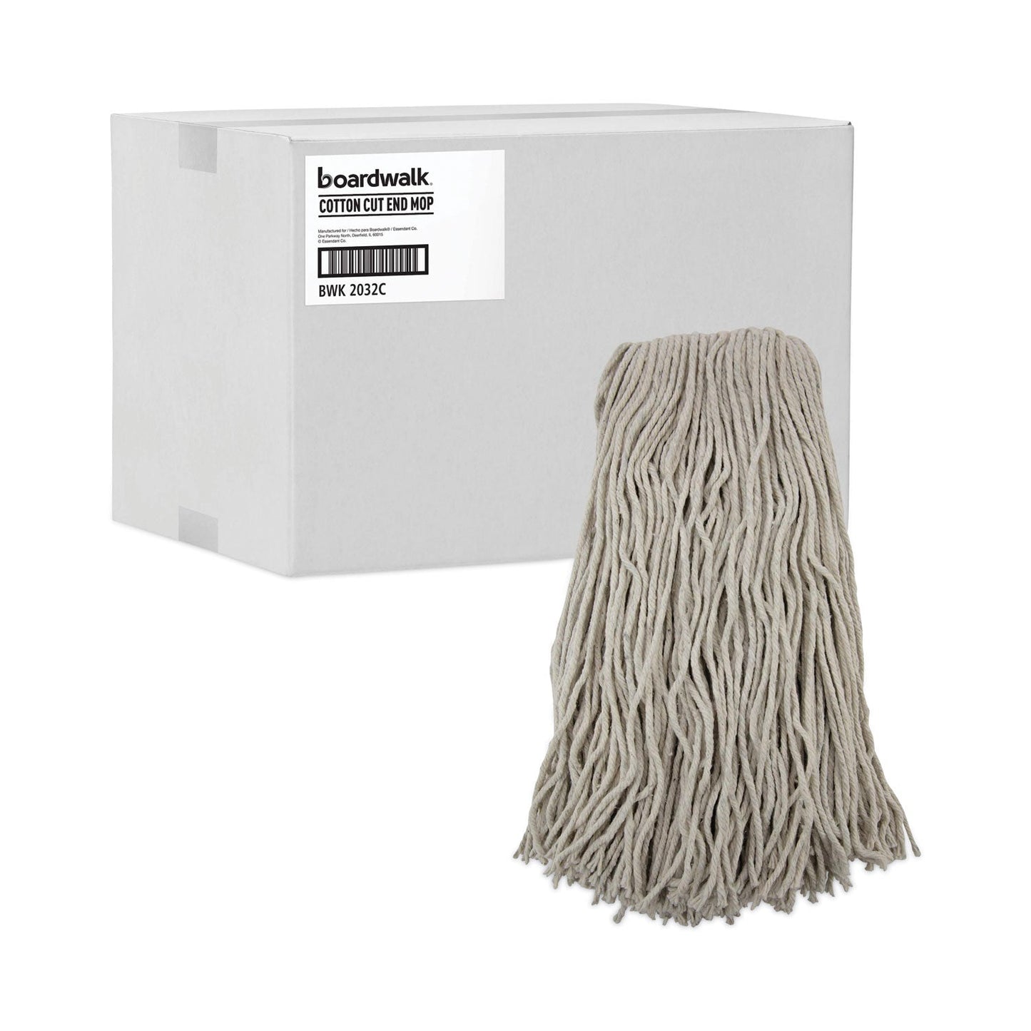 Boardwalk Cut-End Wet Mop Head, Cotton, No. 32, White, 12/Carton