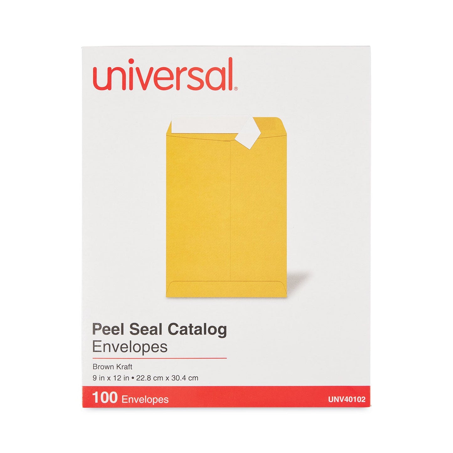 Universal Peel Seal Strip Catalog Envelope, #10 1/2, Square Flap, Self-Adhesive Closure, 9 x 12, Natural Kraft, 100/Box
