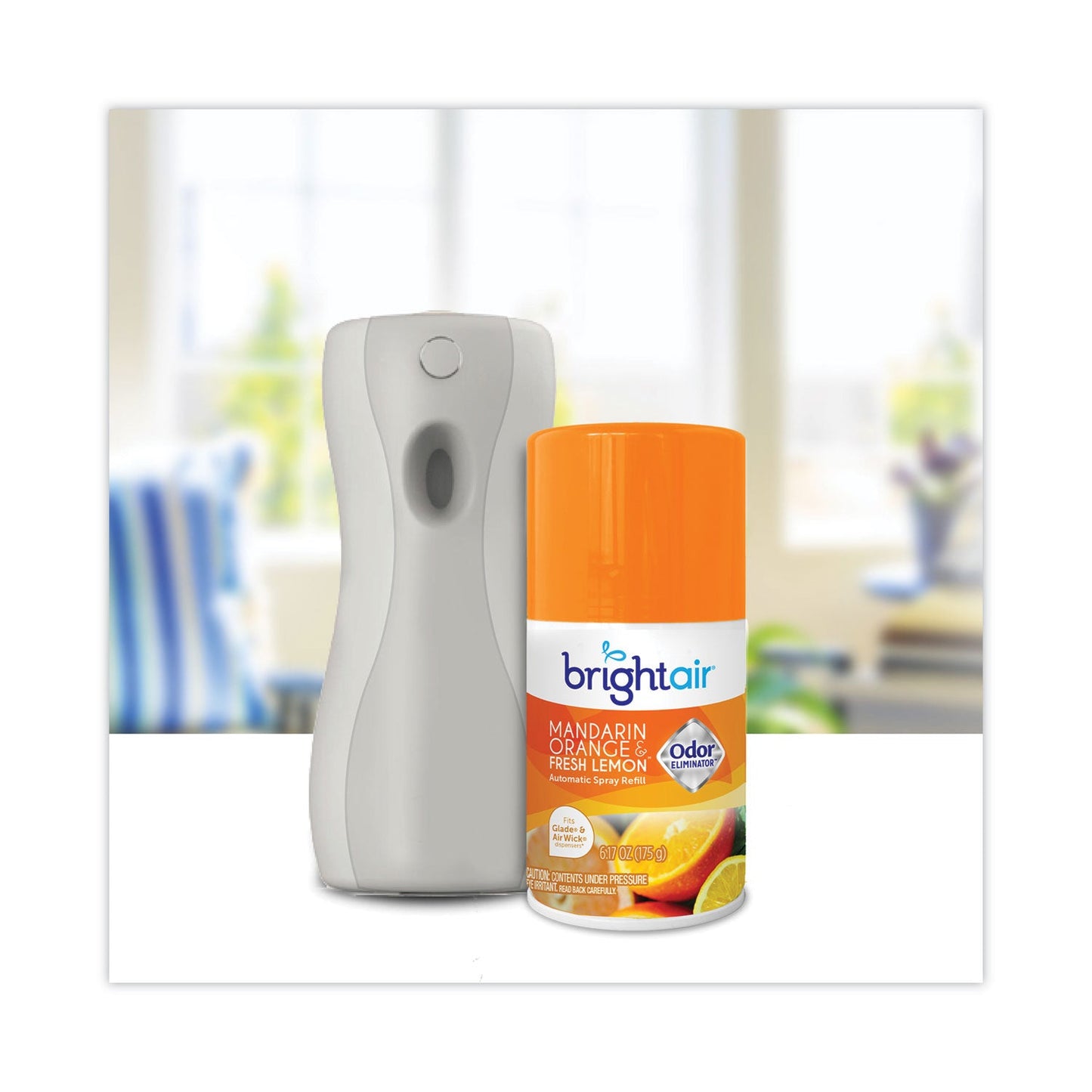 BRIGHT Air Automatic Spray Air Freshener Refill, Mandarin Orange and Fresh Lemon, 6.17 oz Aerosol Spray 6/Carton