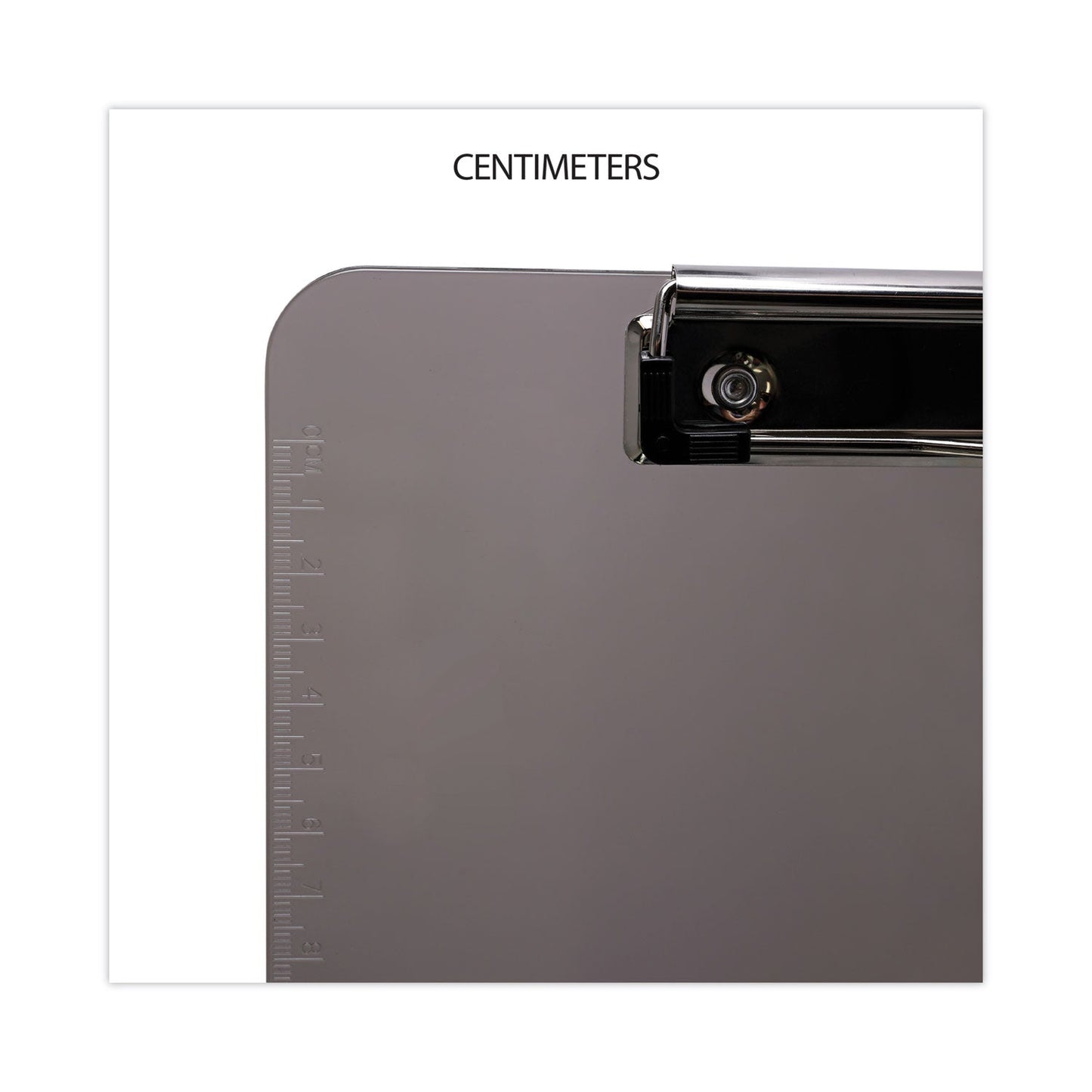Universal Plastic Clipboard with Low Profile Clip, 0.5" Clip Capacity, Holds 8.5 x 11 Sheets, Translucent Black