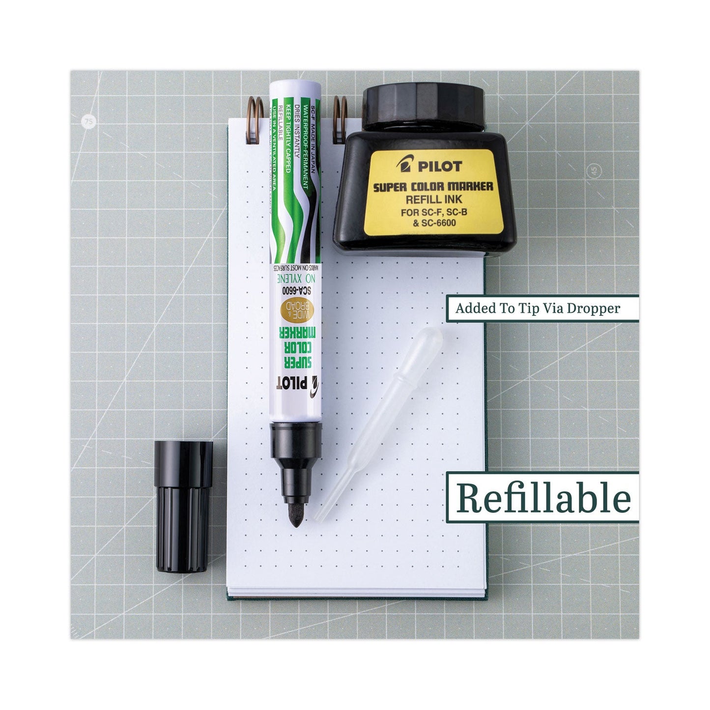 Pilot Jumbo Refillable Permanent Marker, Broad Chisel Tip, Black