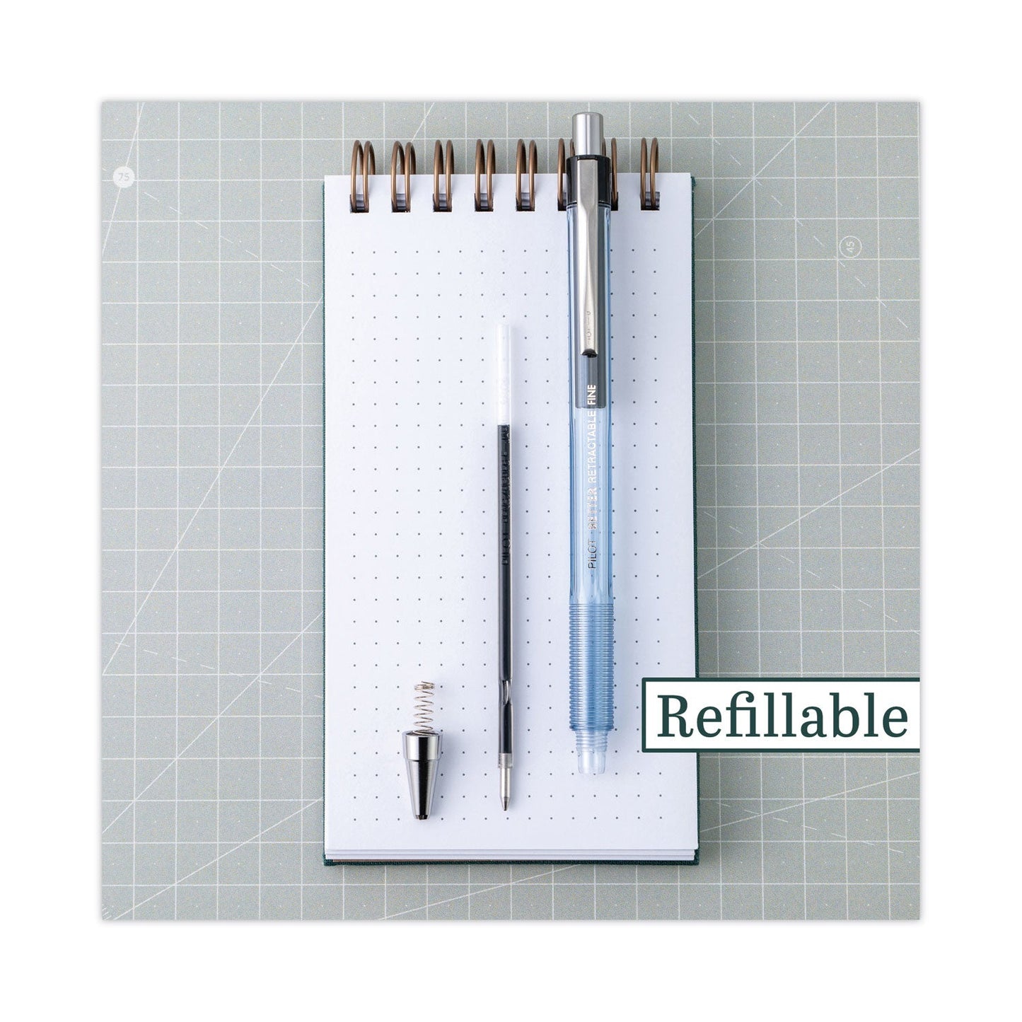 Pilot Better Ballpoint Pen, Retractable, Fine 0.7 mm, Blue Ink, Translucent Blue Barrel, Dozen